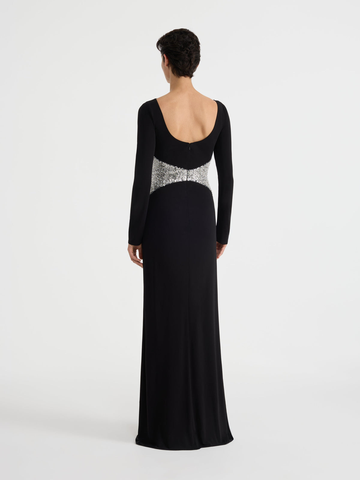 Karlie Long Dress in Black Silver Pearl
