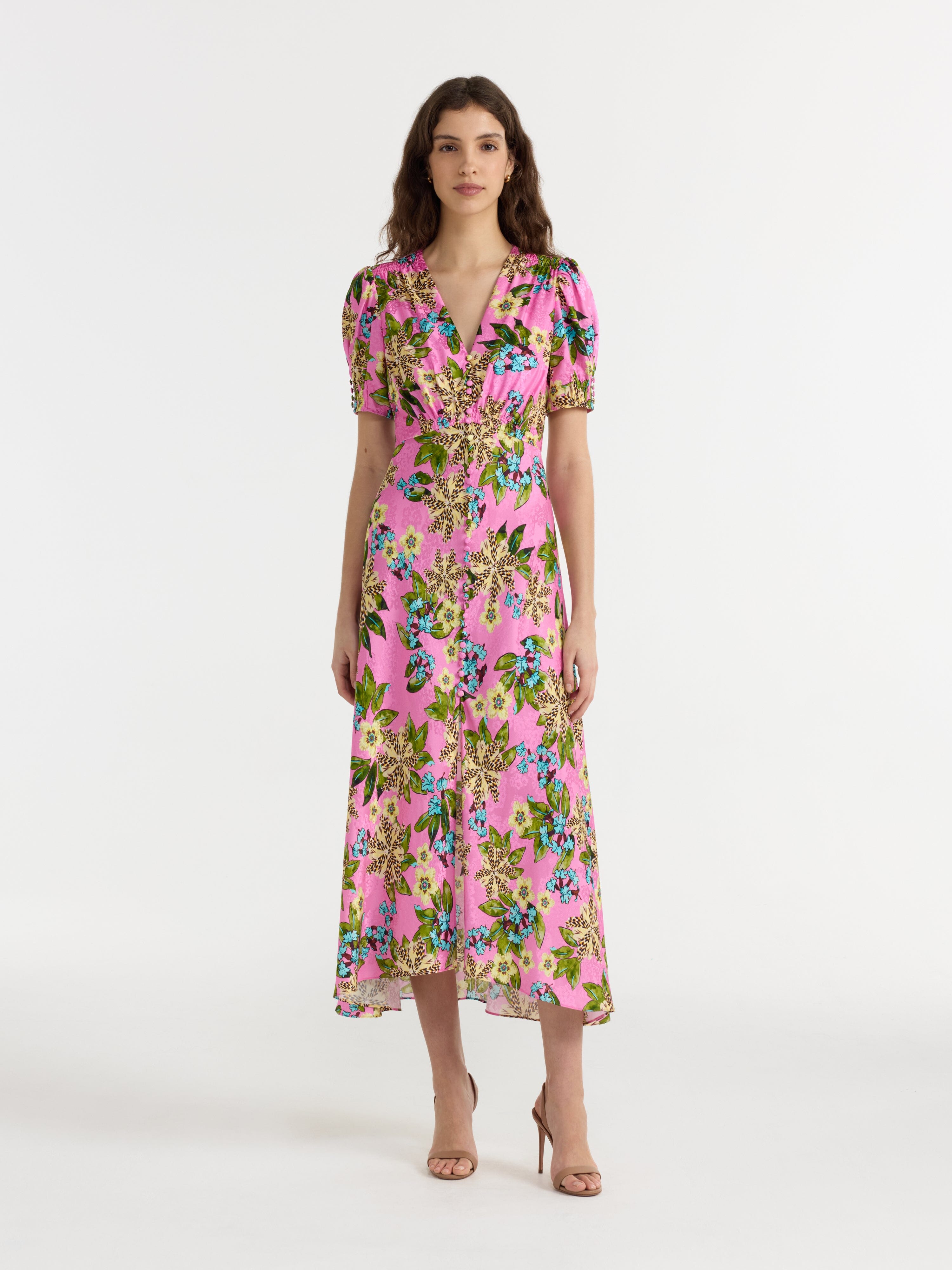 Lea Long Dress in Fiori Peony