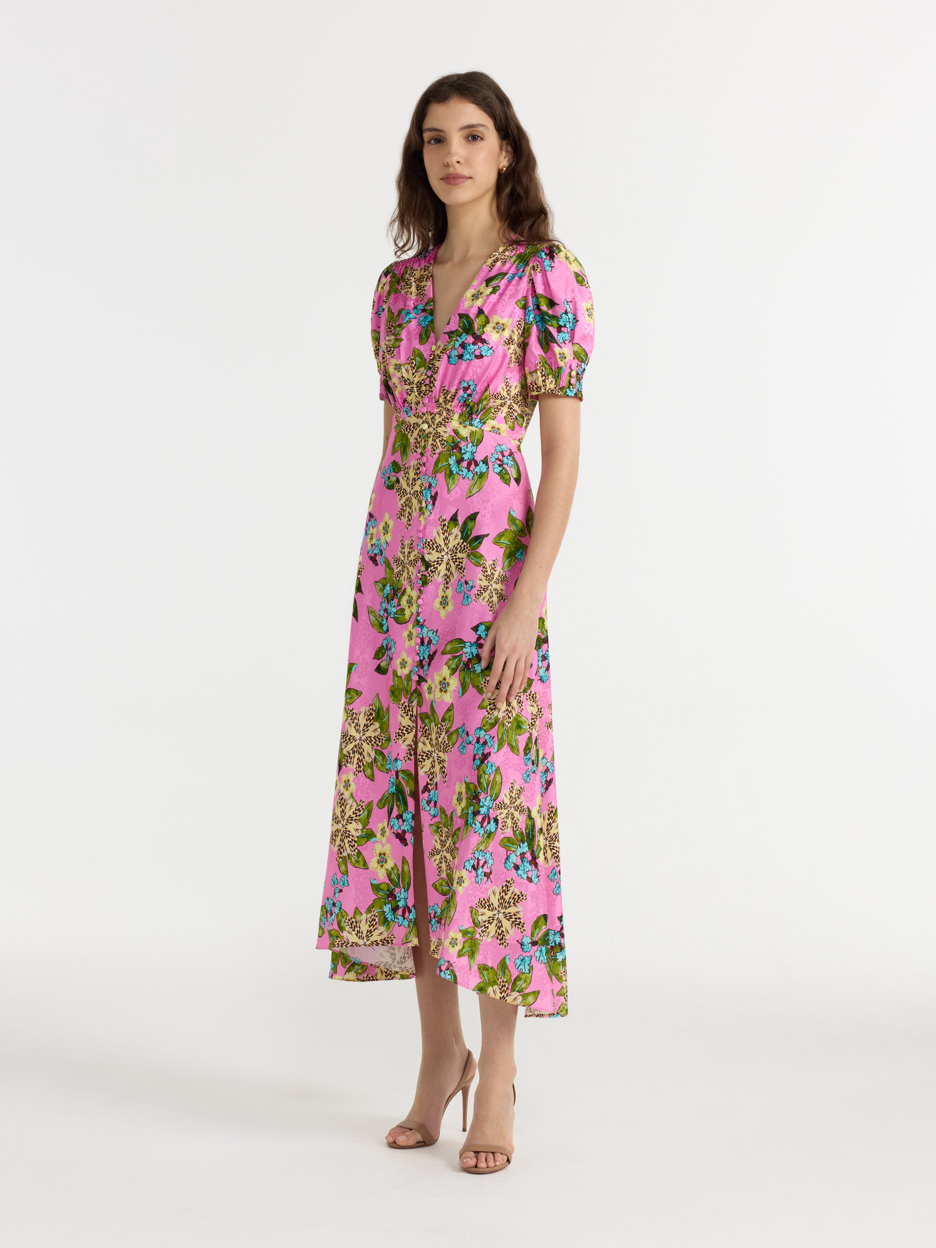 Lea Long Dress in Fiori Peony