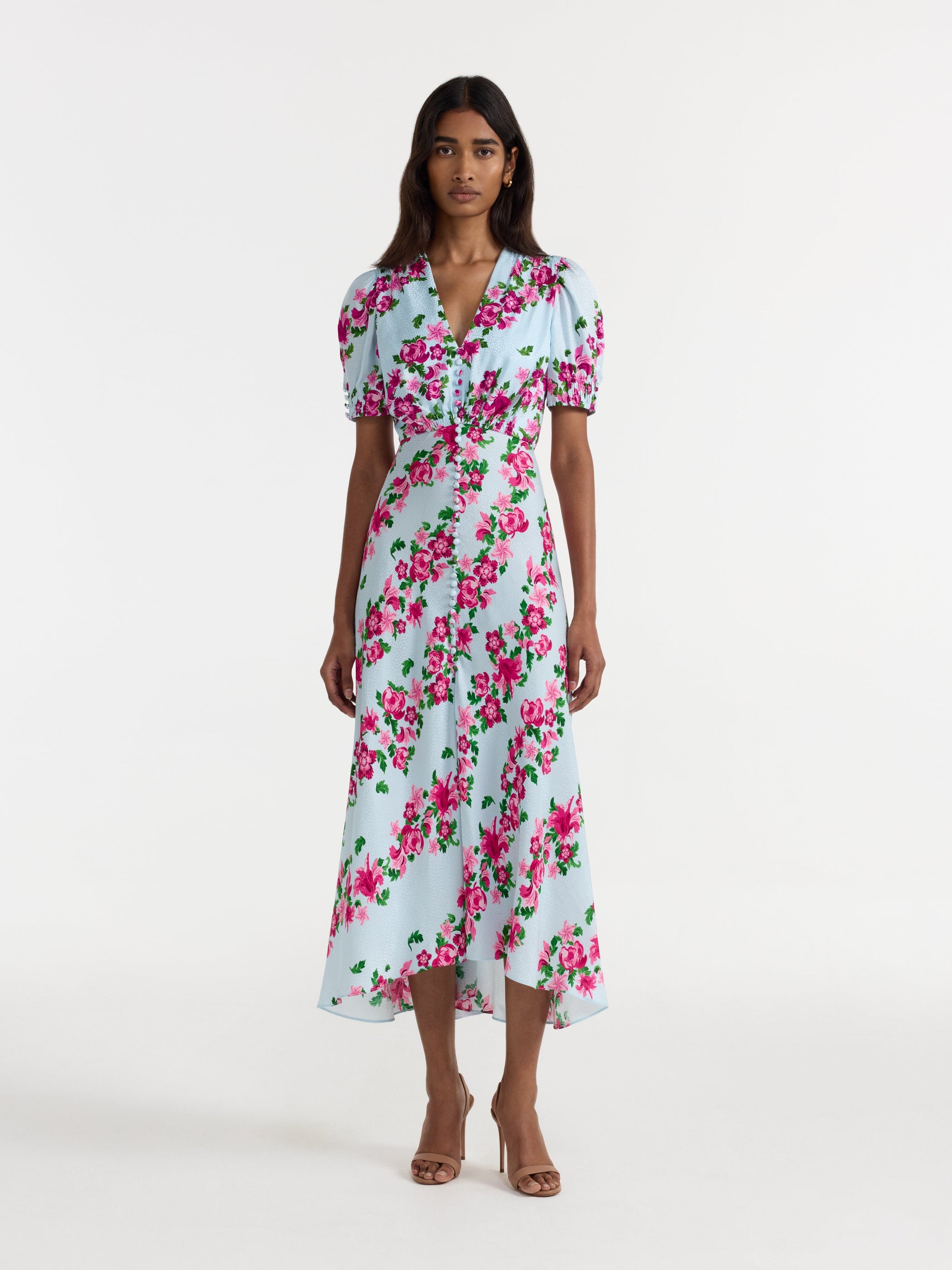 Lea Long Dress in Bellis Diagonal