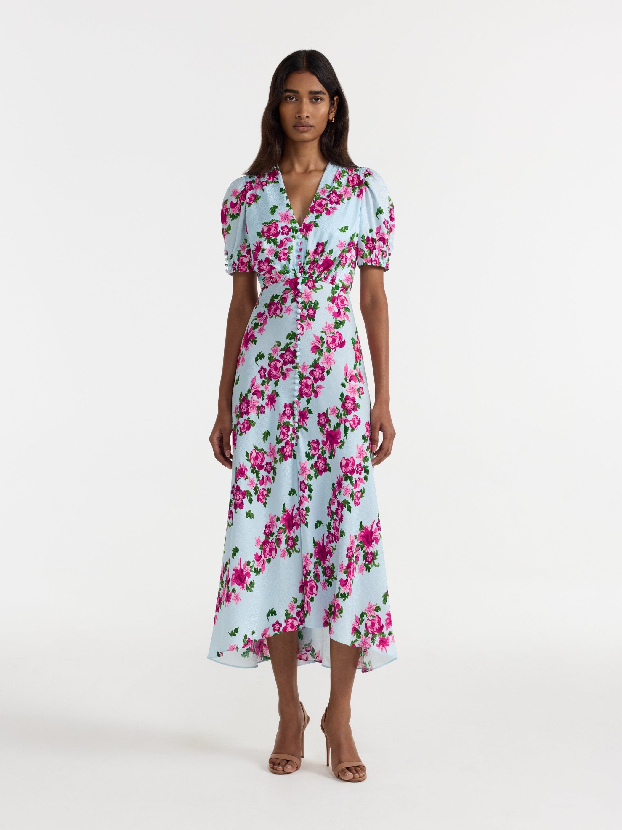 Lea Long Dress in Bellis Diagonal