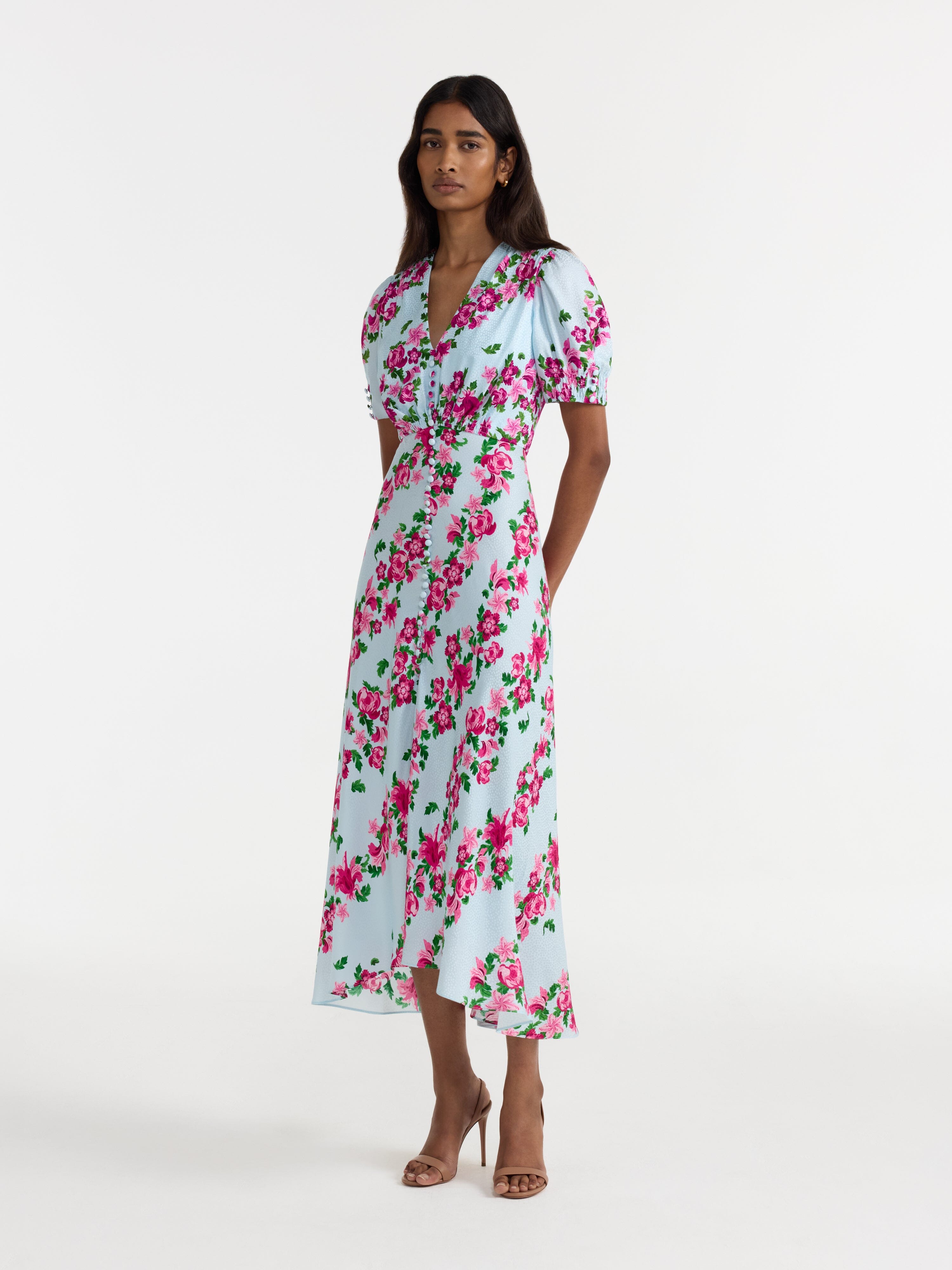 Lea Long Dress in Bellis Diagonal