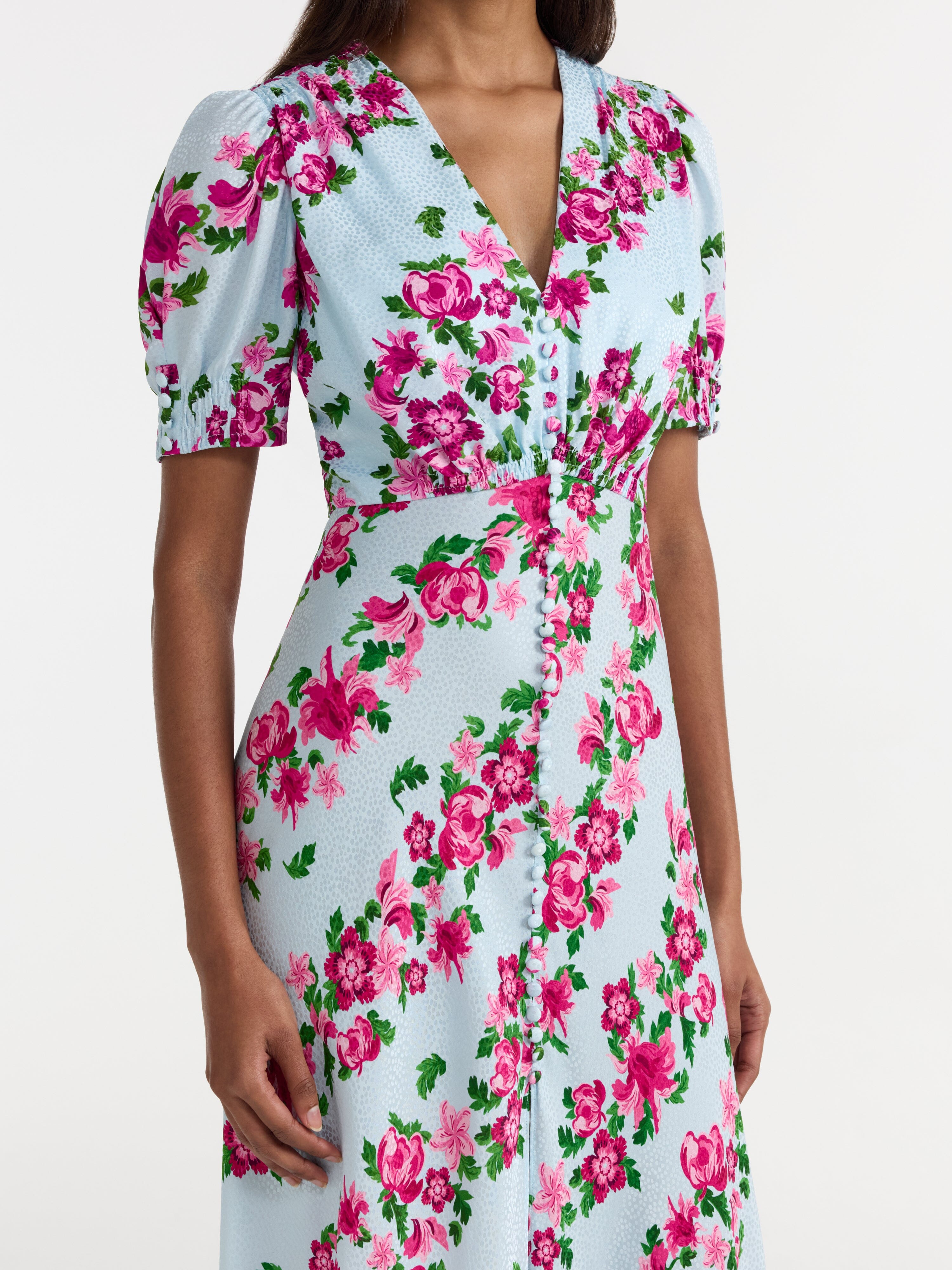 Lea Long Dress in Bellis Diagonal