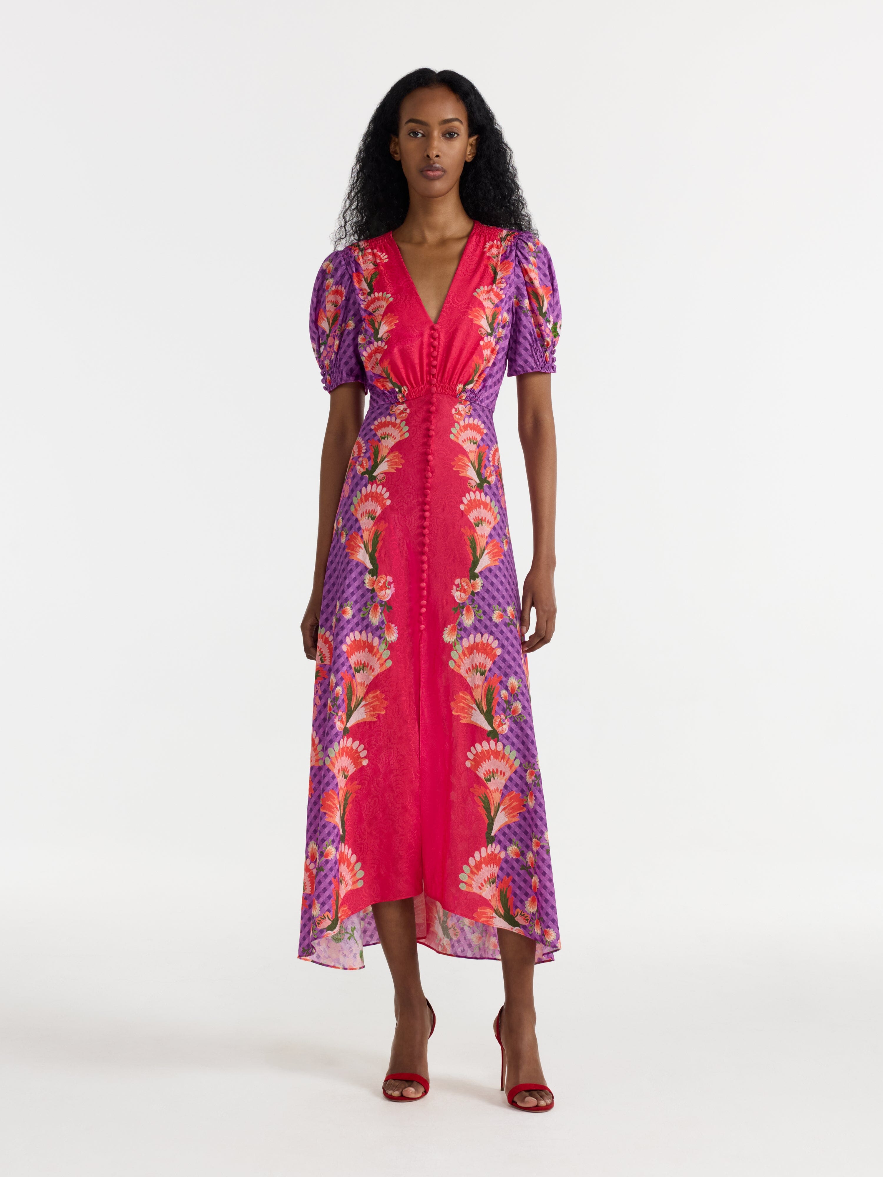 Lea Long Dress in Feather Raspberry