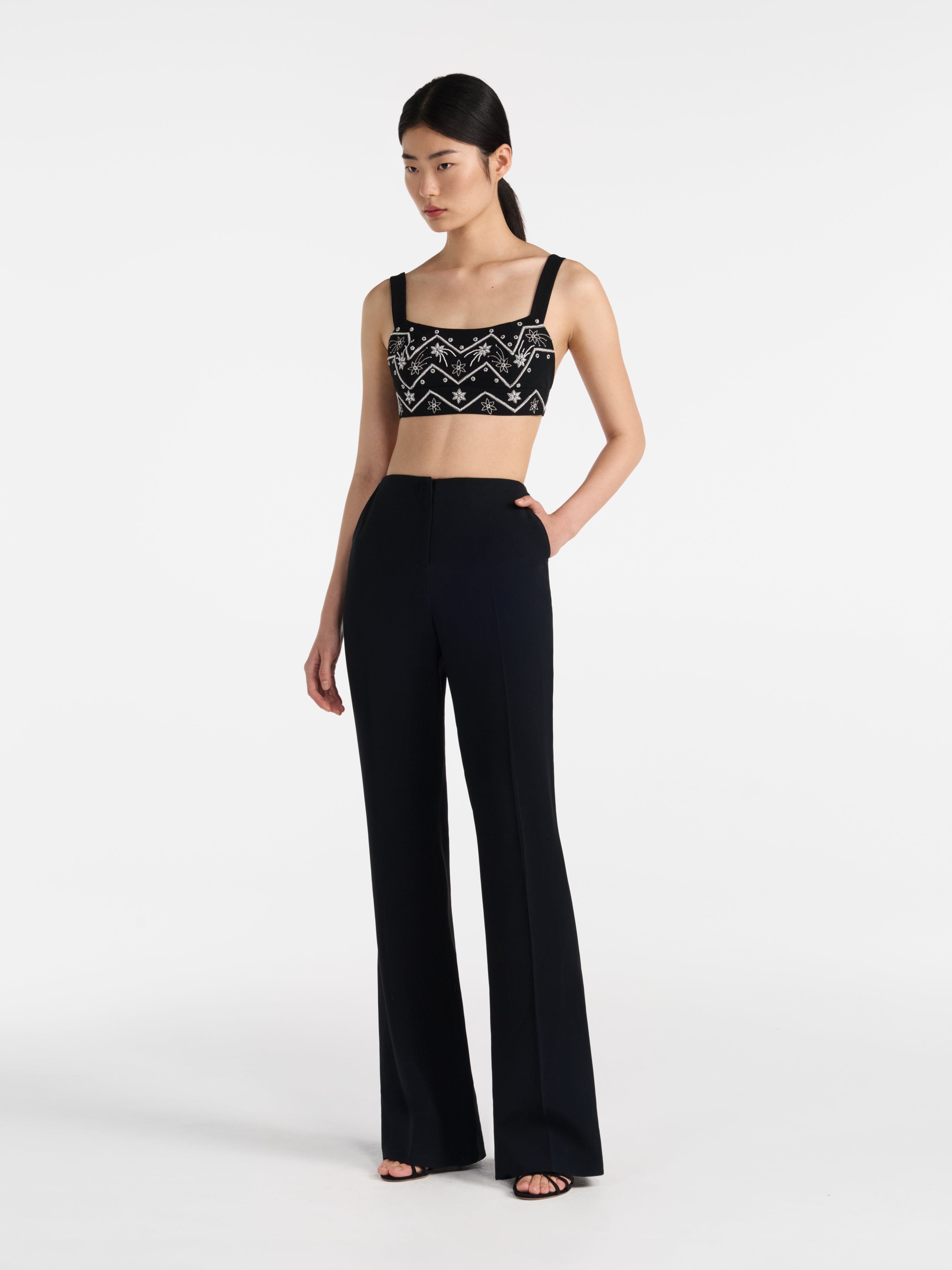 Lilah Choli in Black with Astro Embroidery