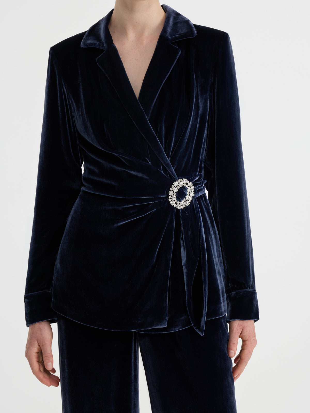 Mari Wrap B Top in Dark Navy