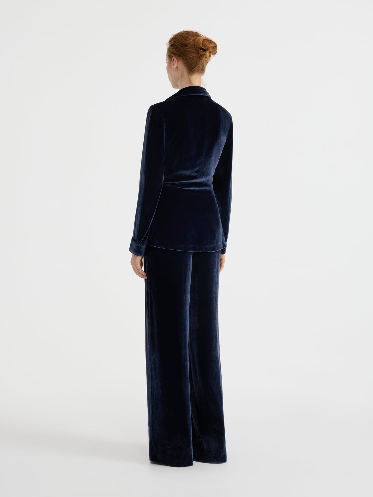 Wide Tailored Trousers in Dark Navy