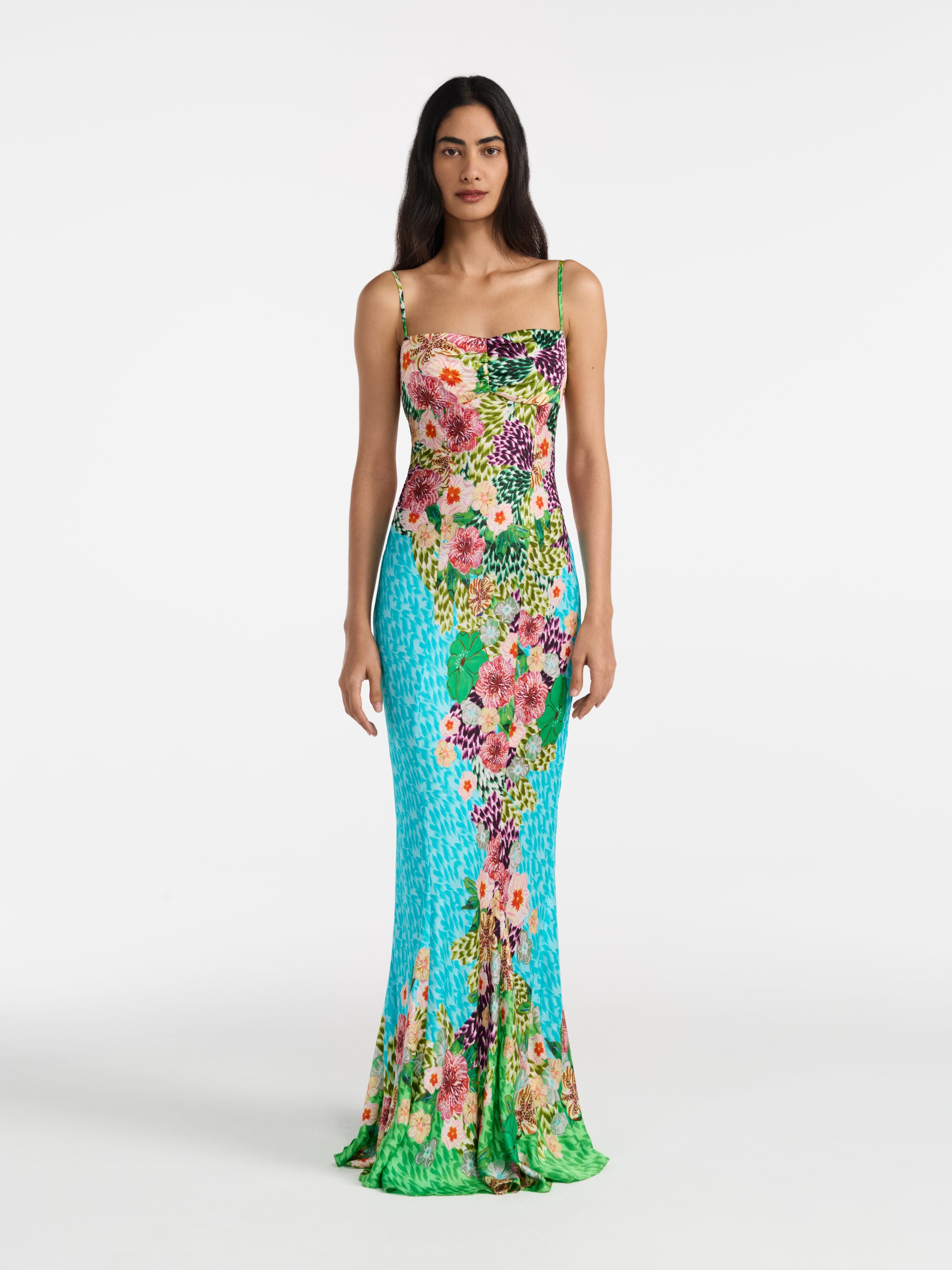 saloni renee long dress Saloni Women's Renee Long Dress - Blue - Size 6