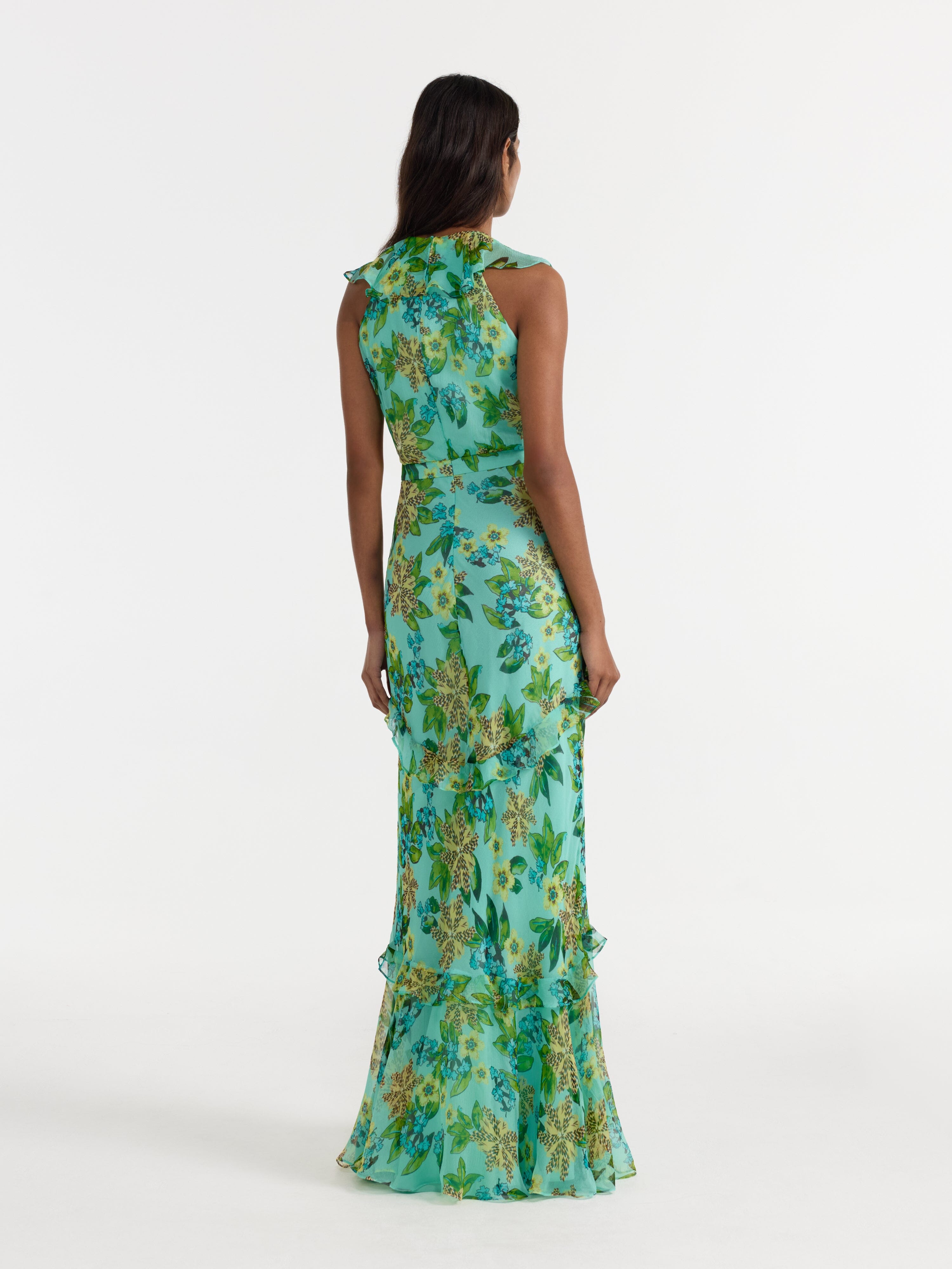 Saloni Women's Rita Silk Dress - Green - Size 4 - Fiori Mint Saloni Women's Rita Silk Dress - Green - Size 4 - Fiori Mint