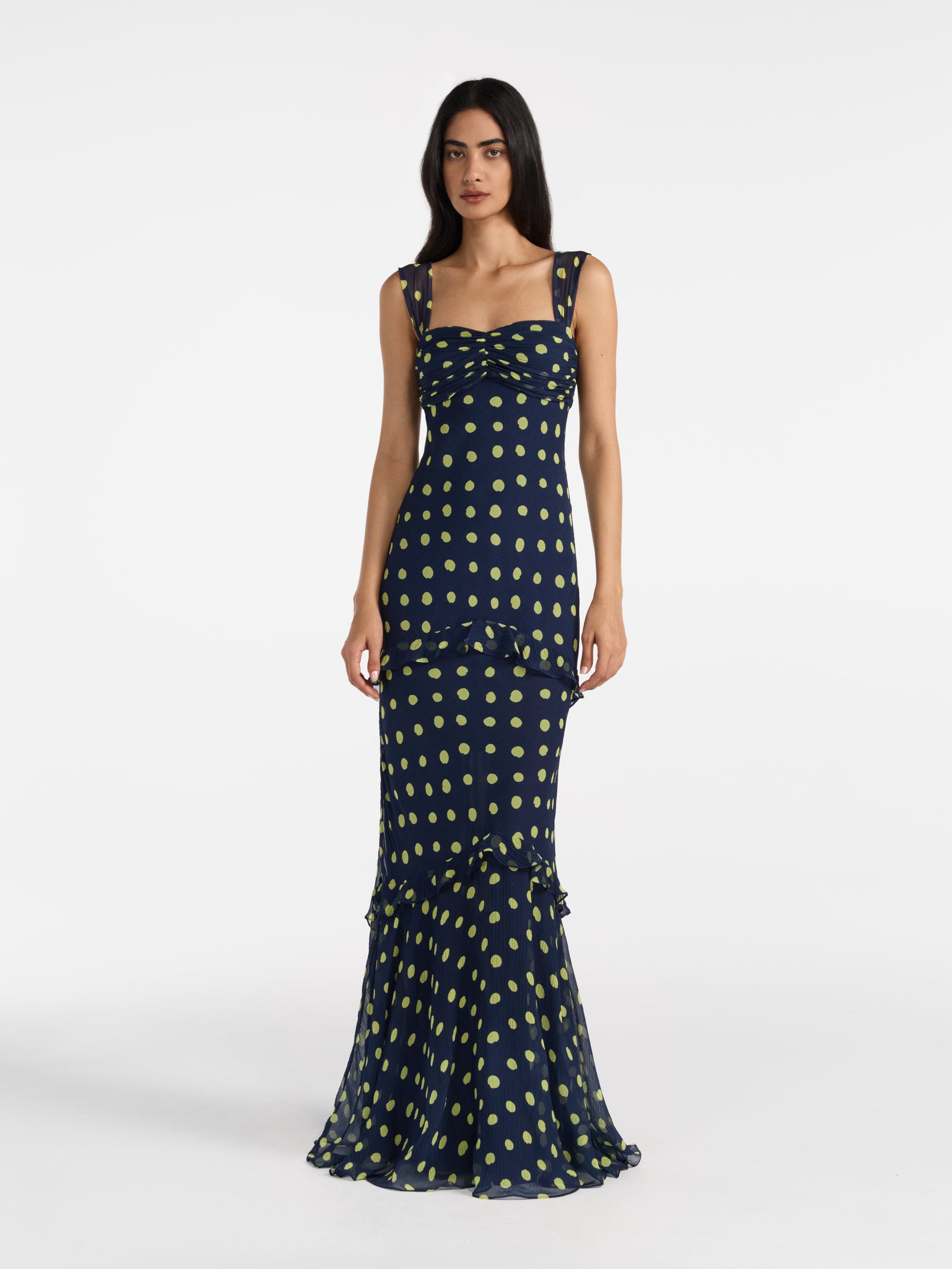 Selma Long Dress Polka Lemon