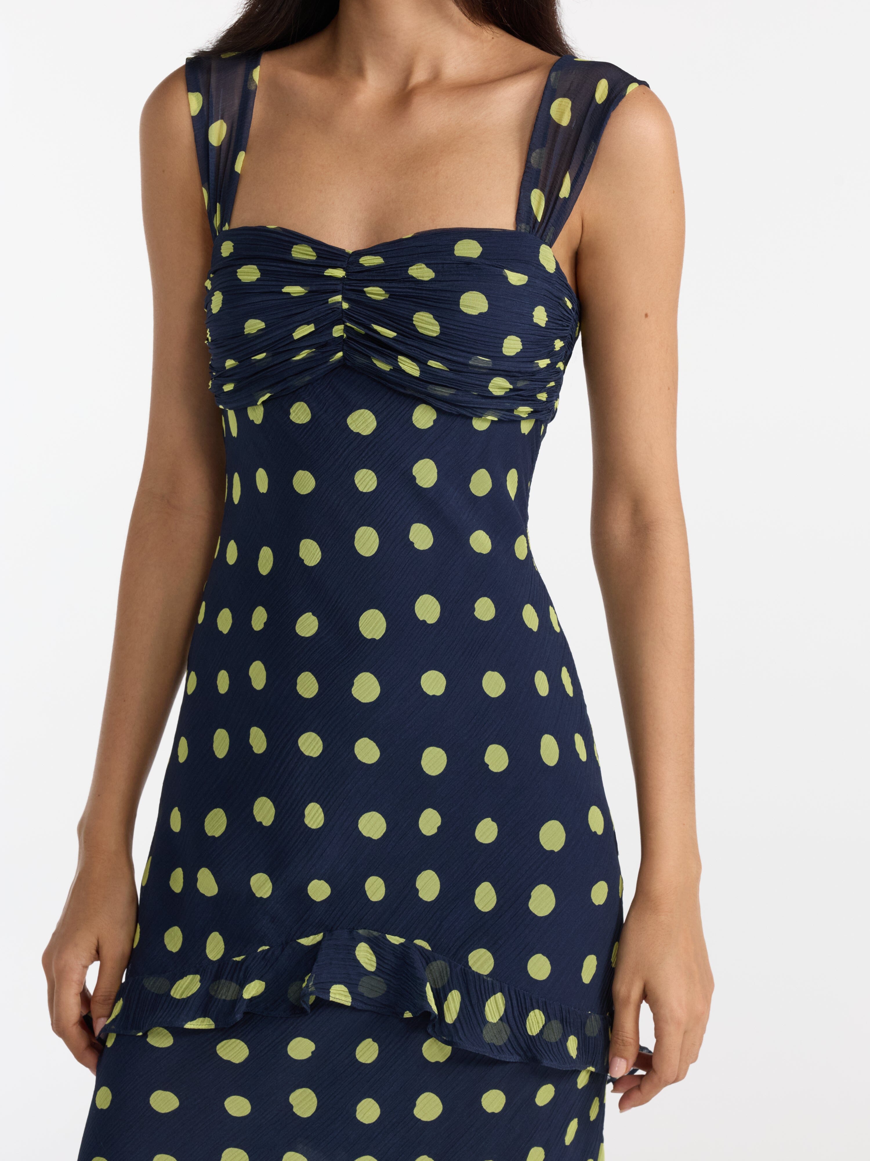 Selma Long Dress Polka Lemon