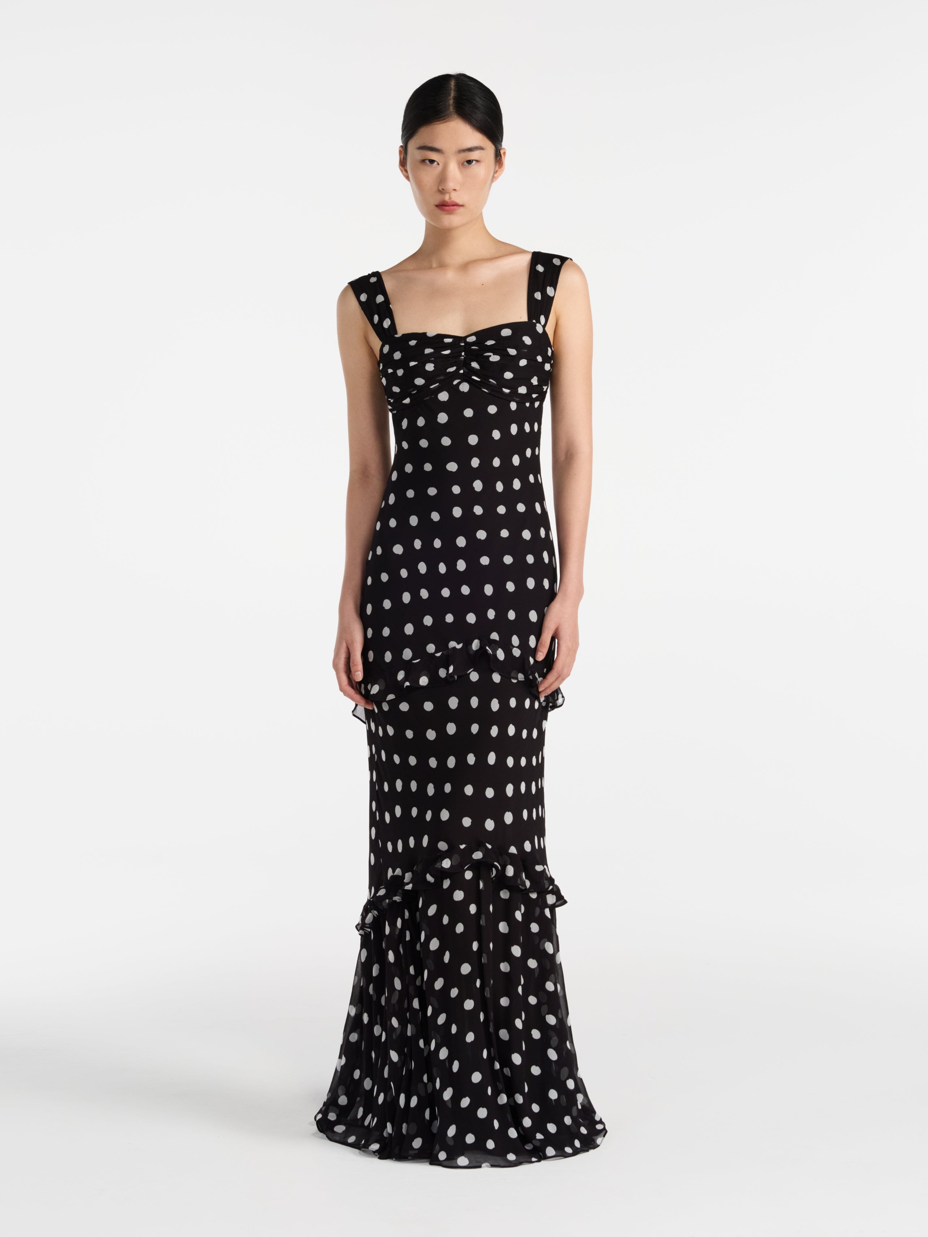 Selma Long Dress Mono Dot