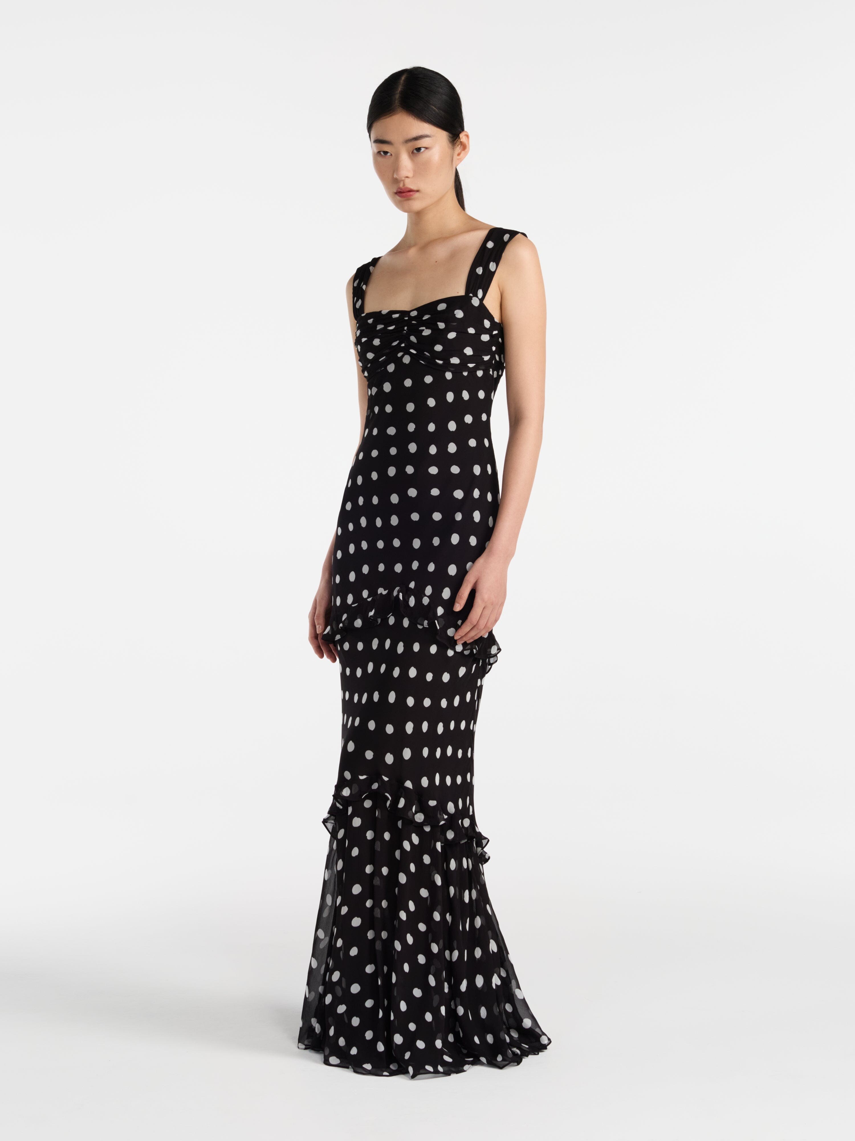 Selma Long Dress Mono Dot
