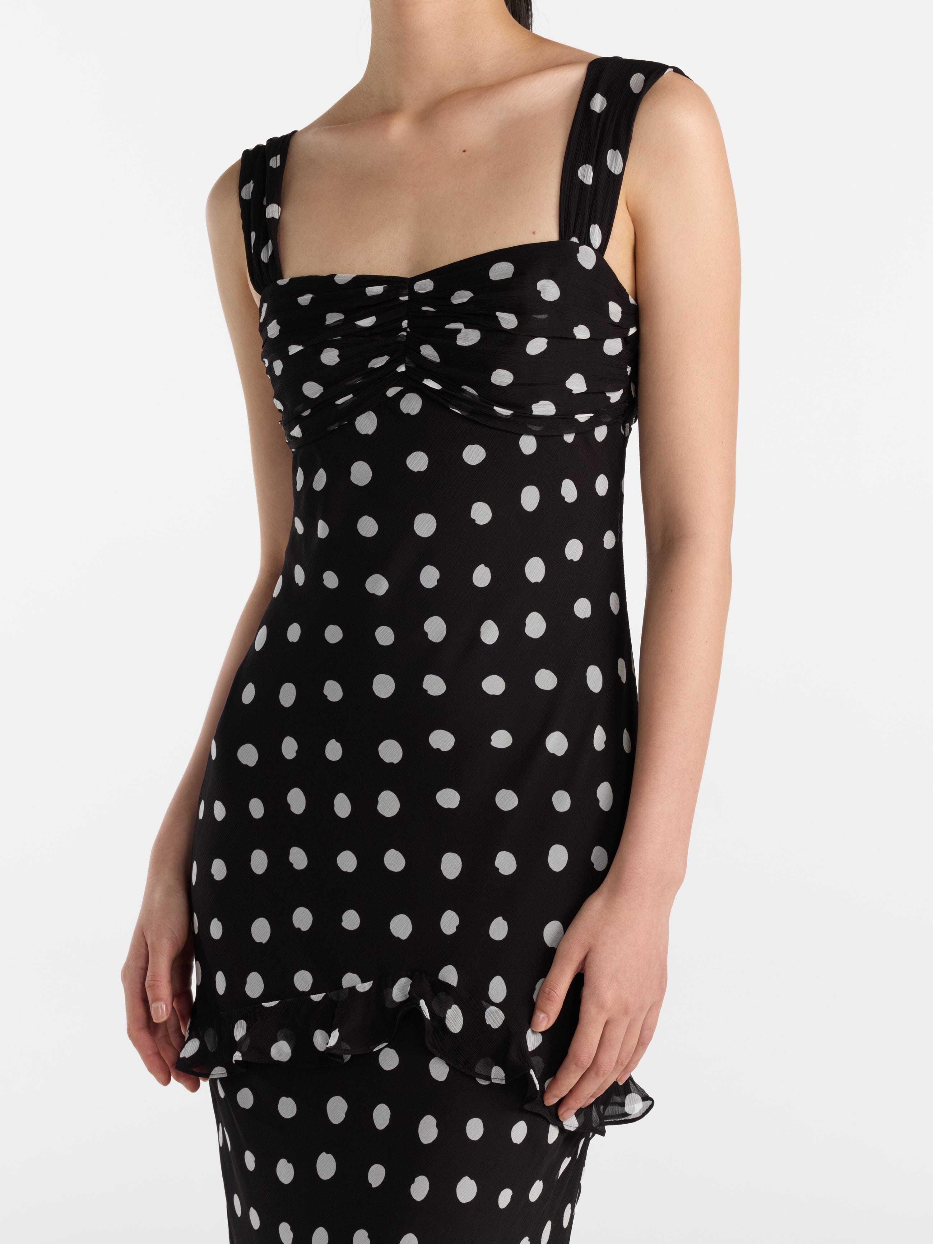 Selma Long Dress Mono Dot