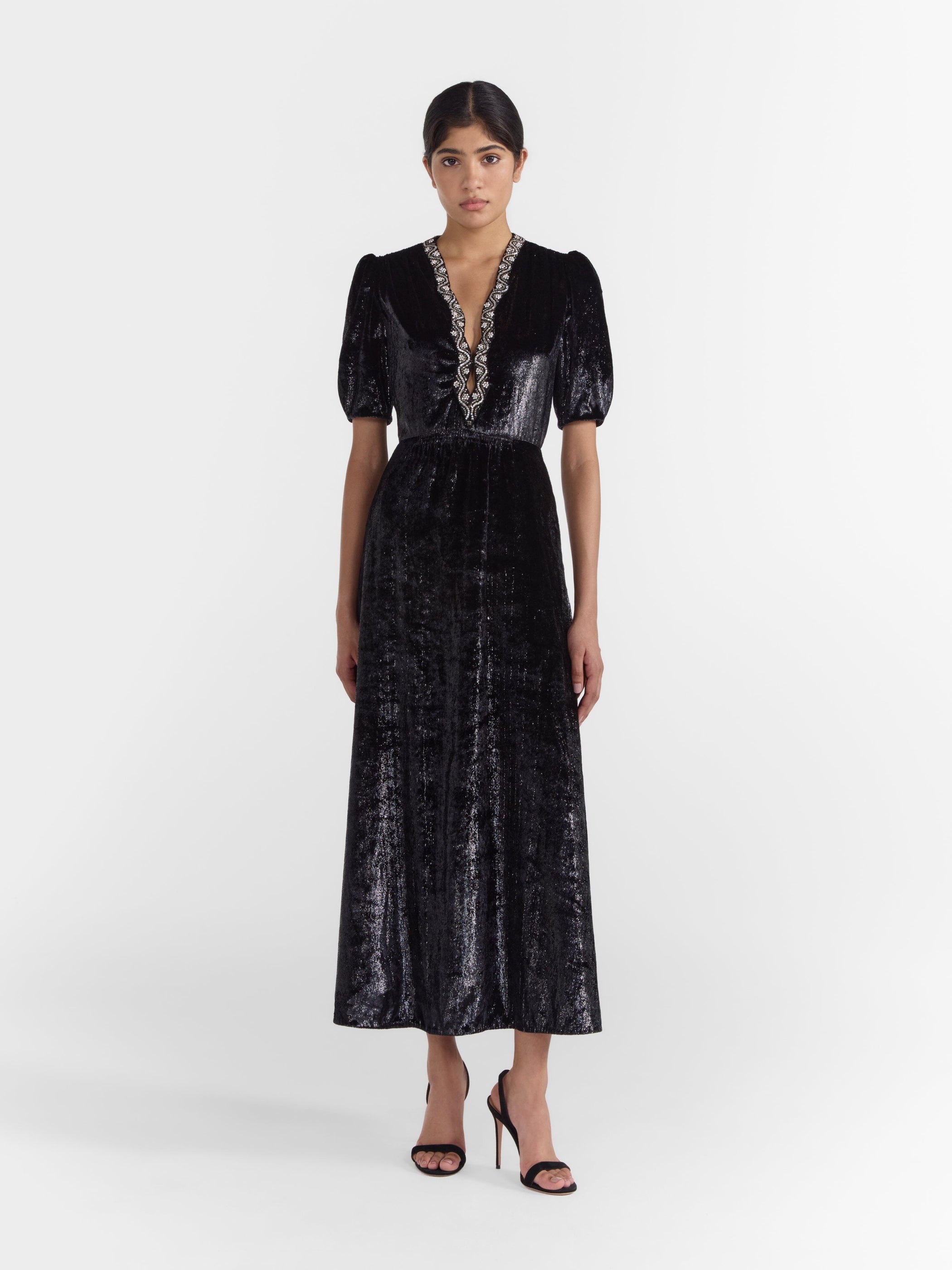 Tabitha D Dress in Black Mamba Embroidery