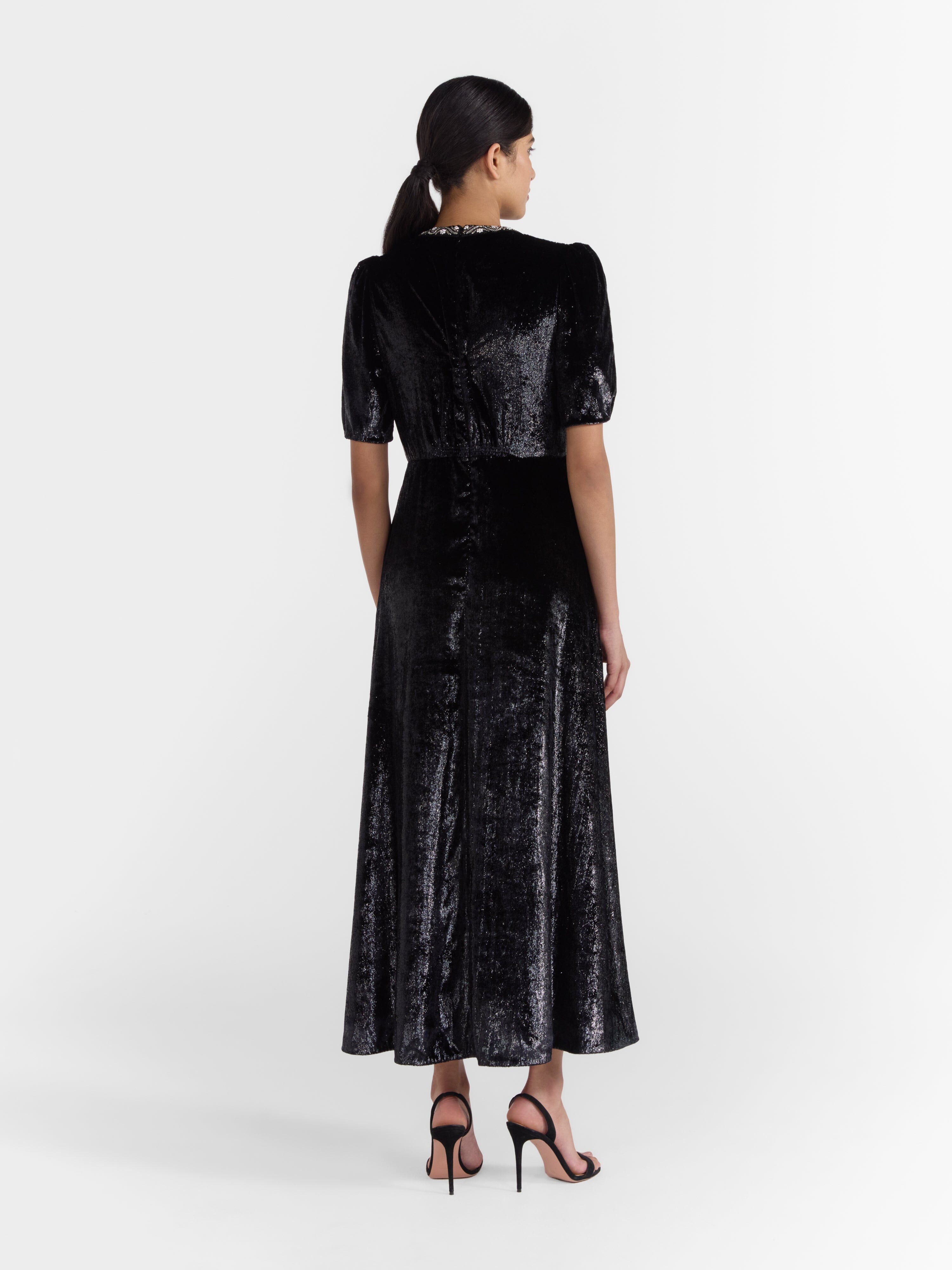 Tabitha D Dress in Black Mamba Embroidery