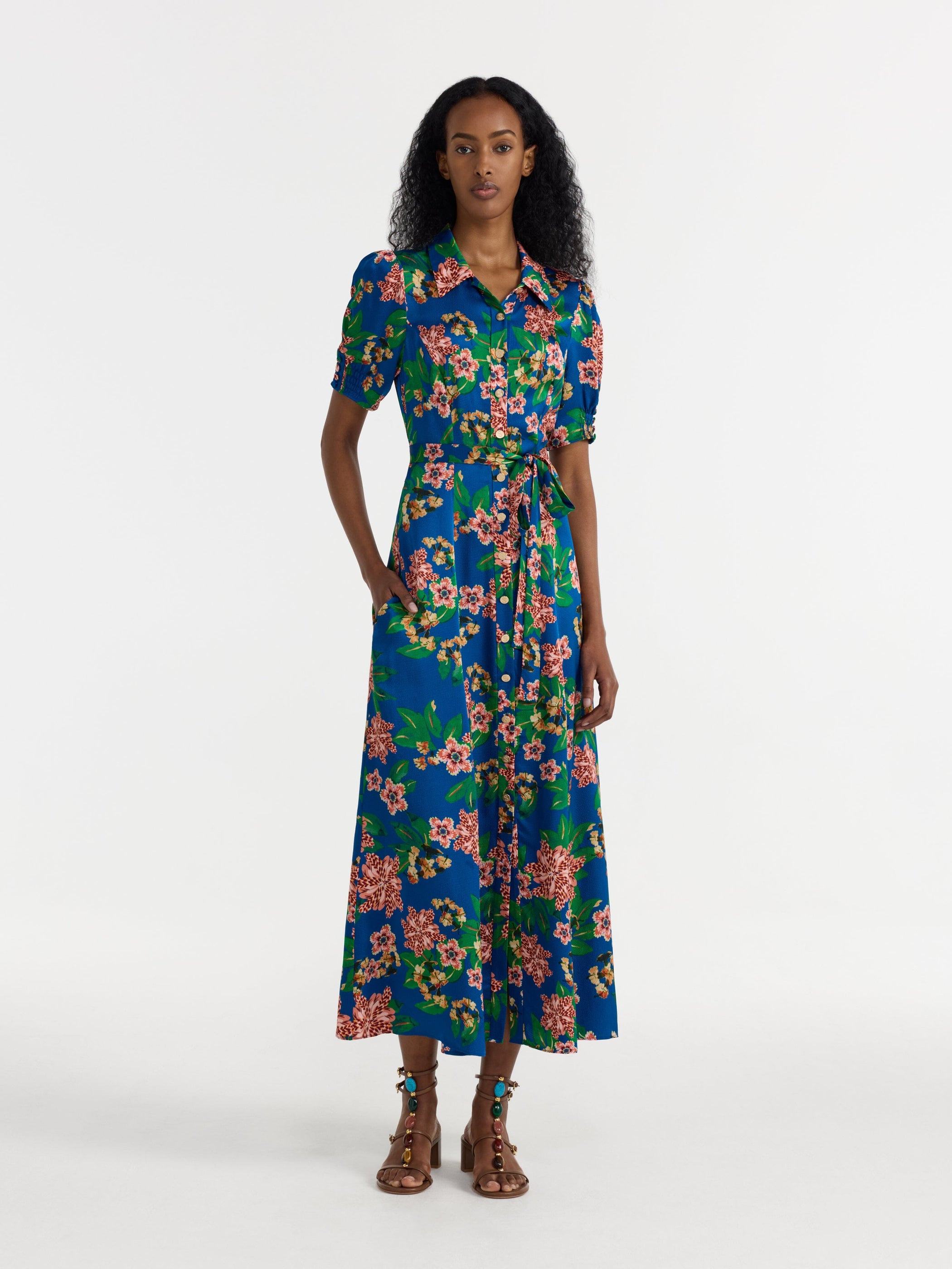 Vanessa D Dress in Flori Sapphire