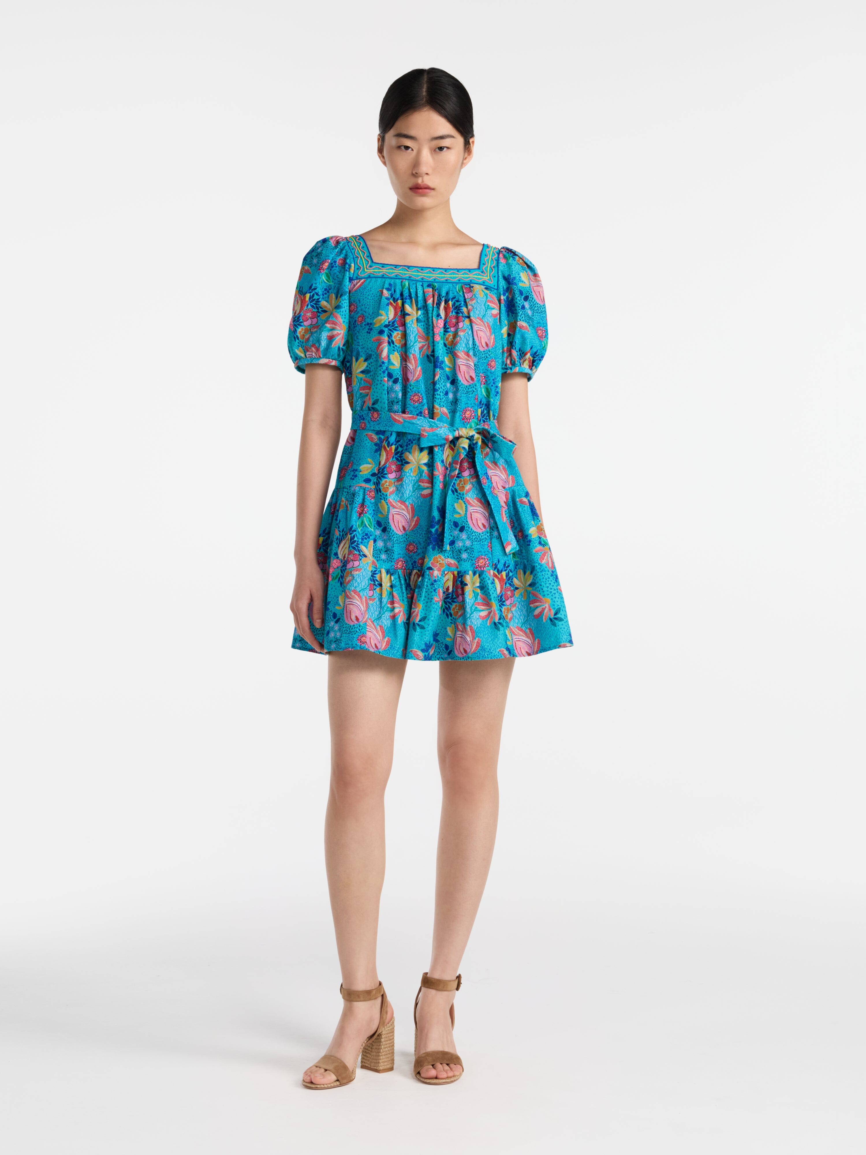 Yashi Short Dress in Mosaic Sea