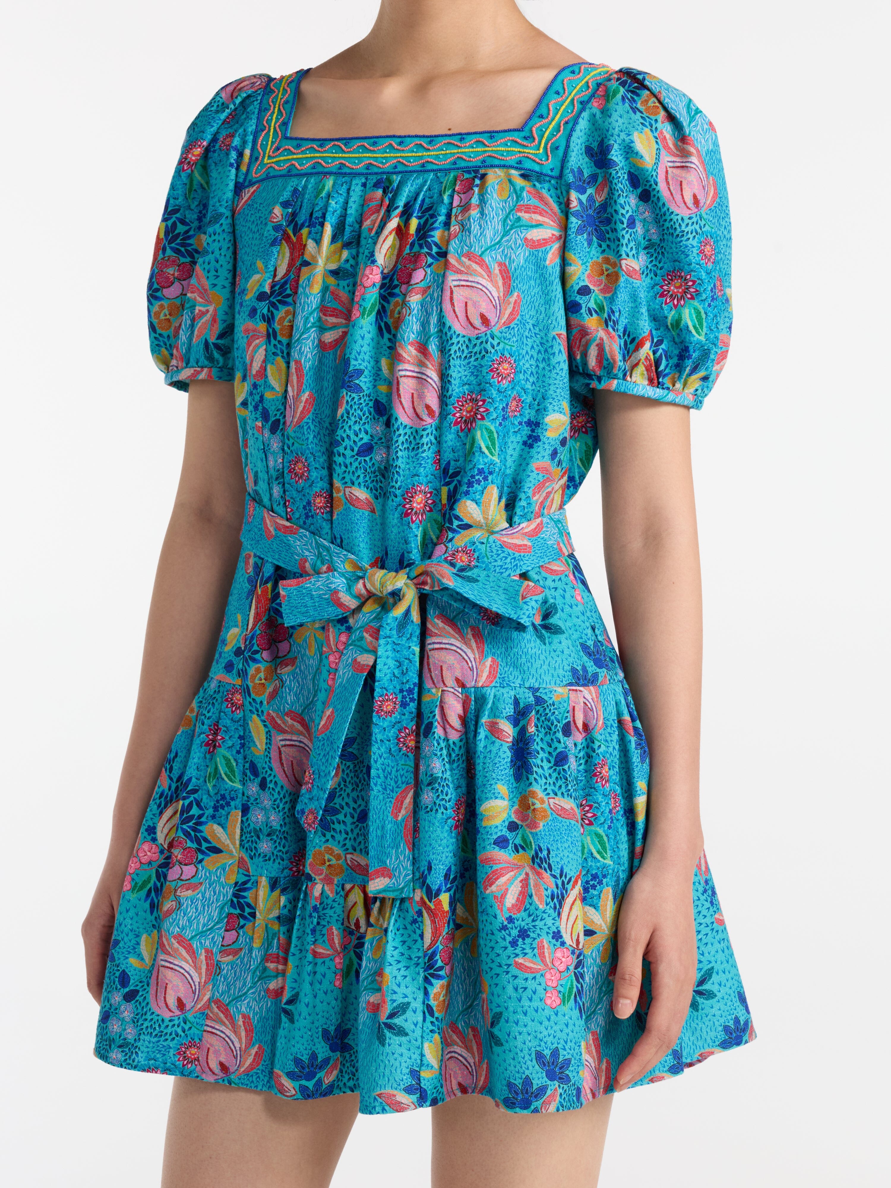 Yashi Short Dress in Mosaic Sea