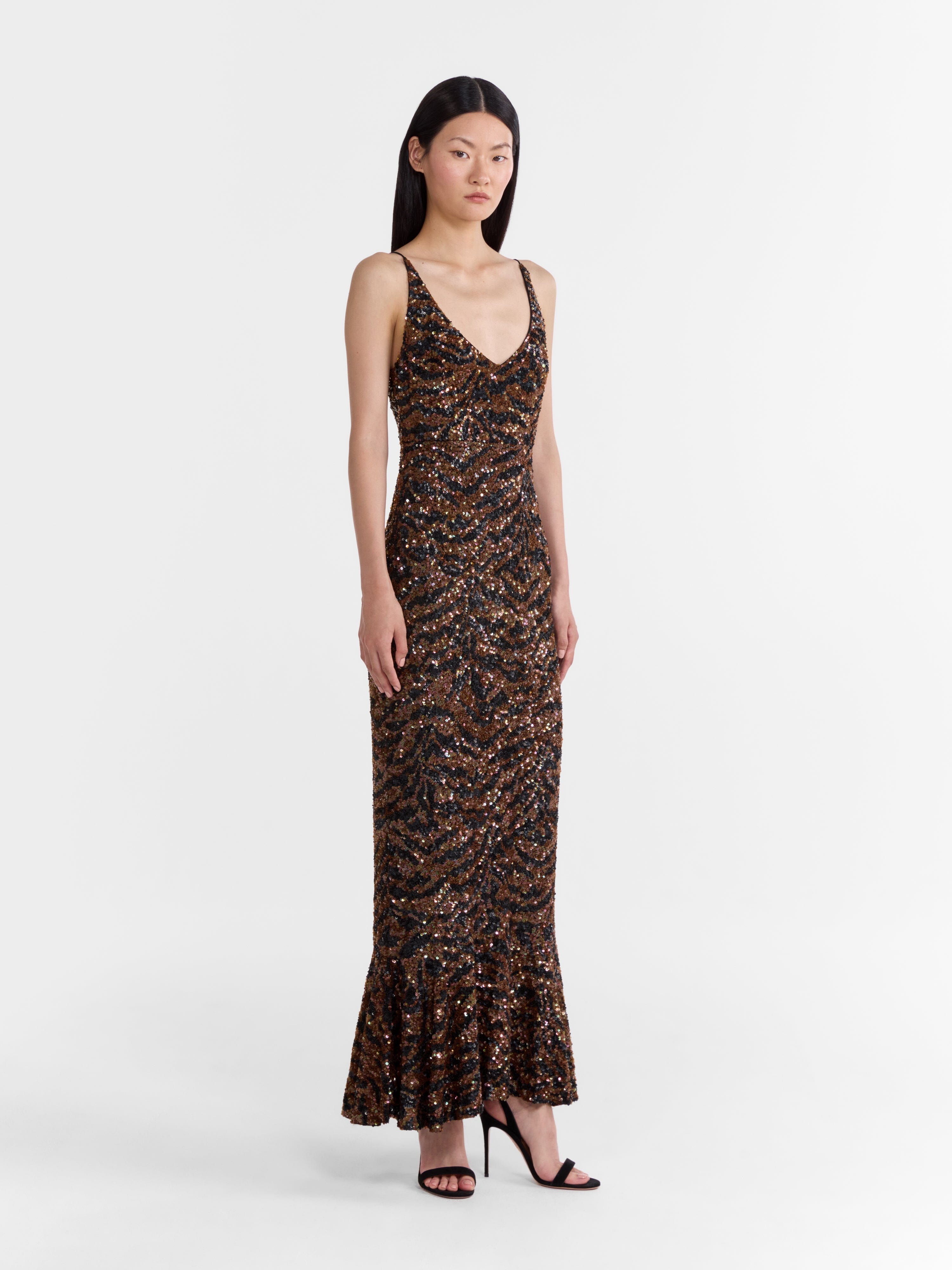 Aidan D Dress in Tiger Embroidery