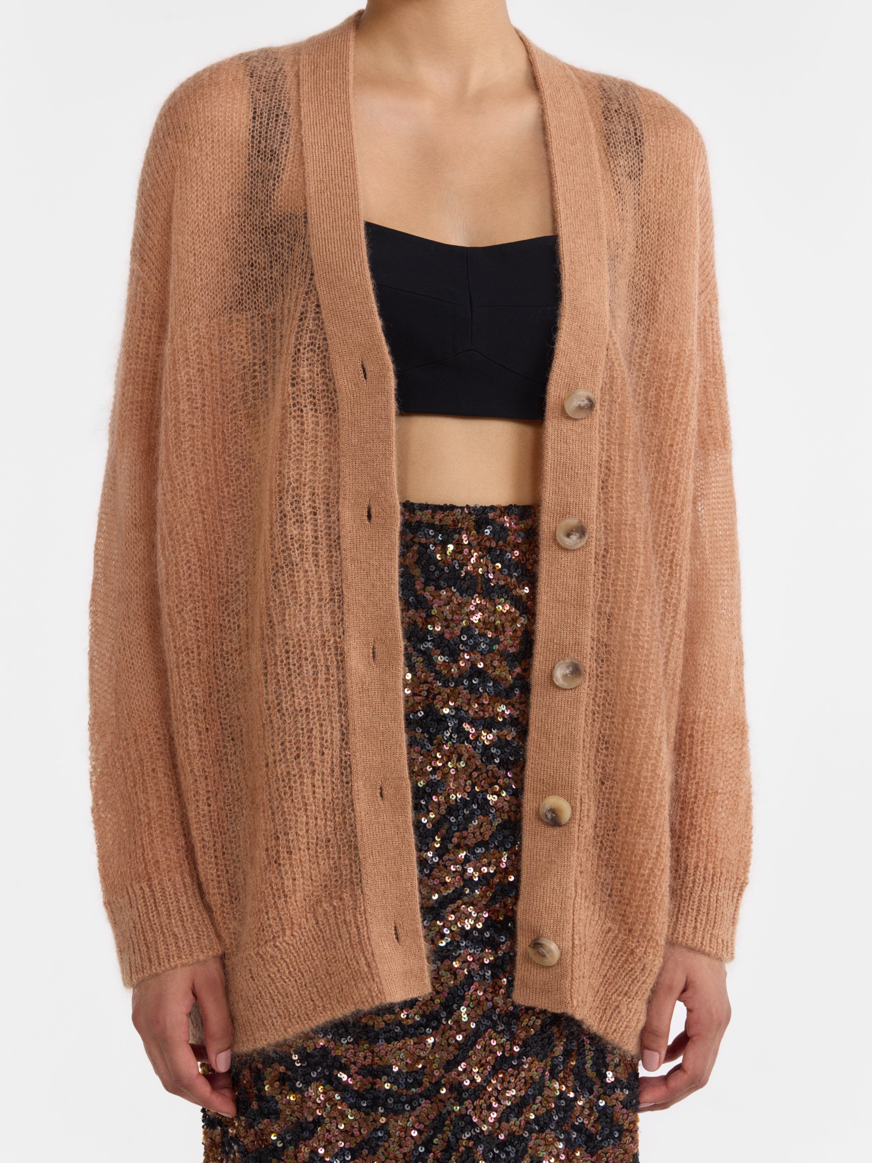 Venyx Oversized Cardigan in Camel