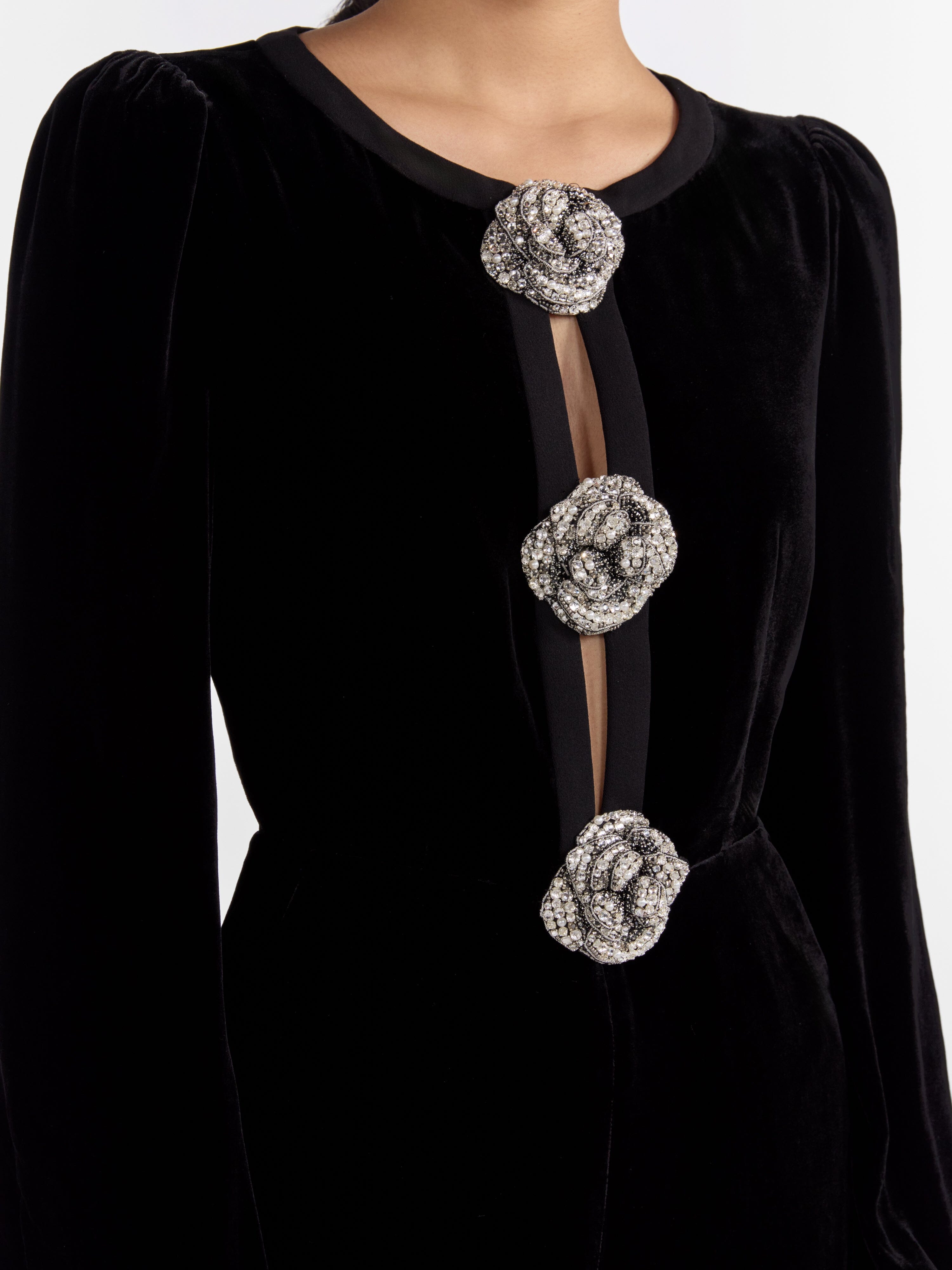 Camille Bows Jumpsuit in Black Crystal Rose – SALONI