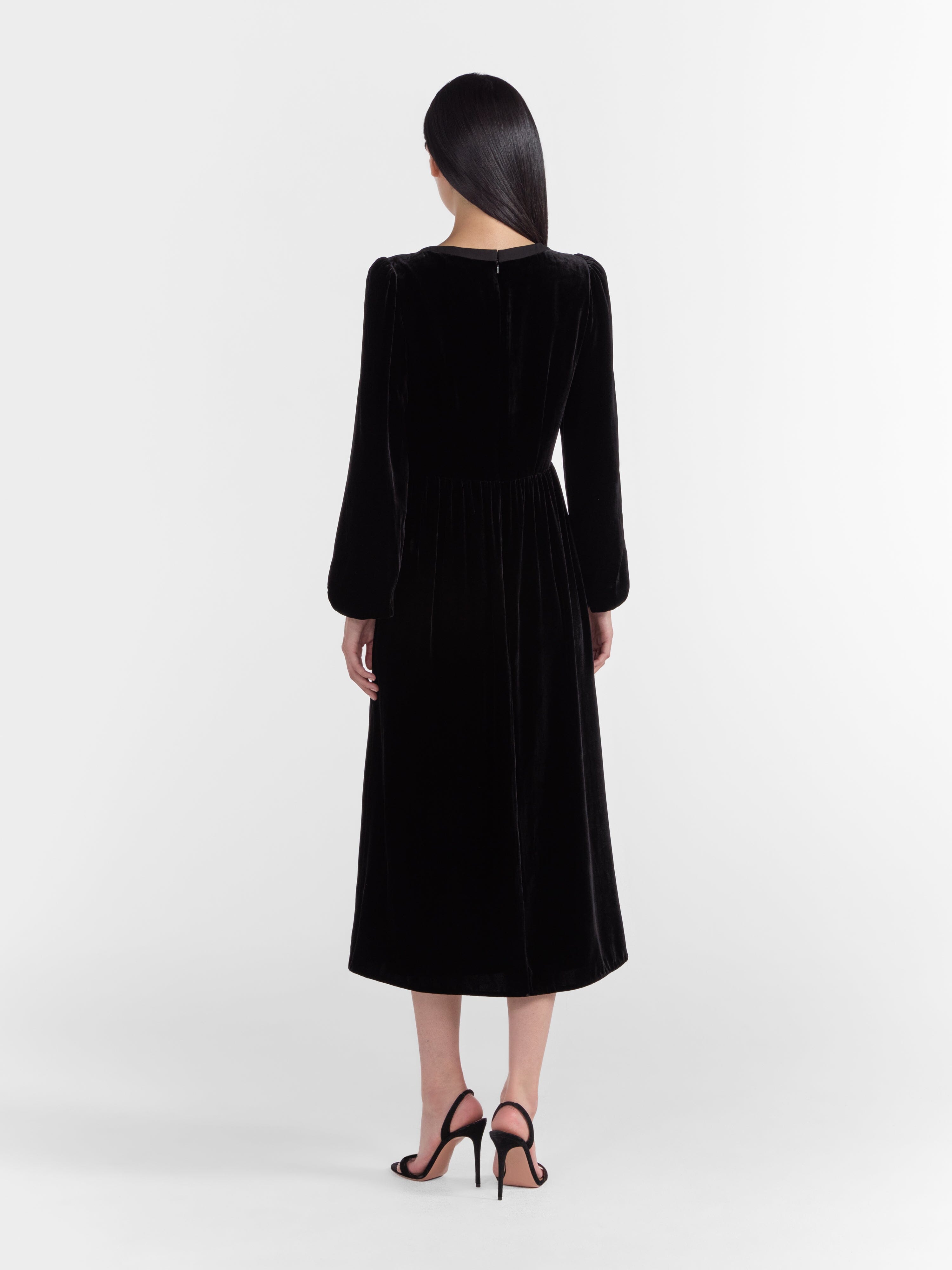 Saloni Camille Velvet Bows Dress - Black Saloni Camille Velvet Bows Dress - Black