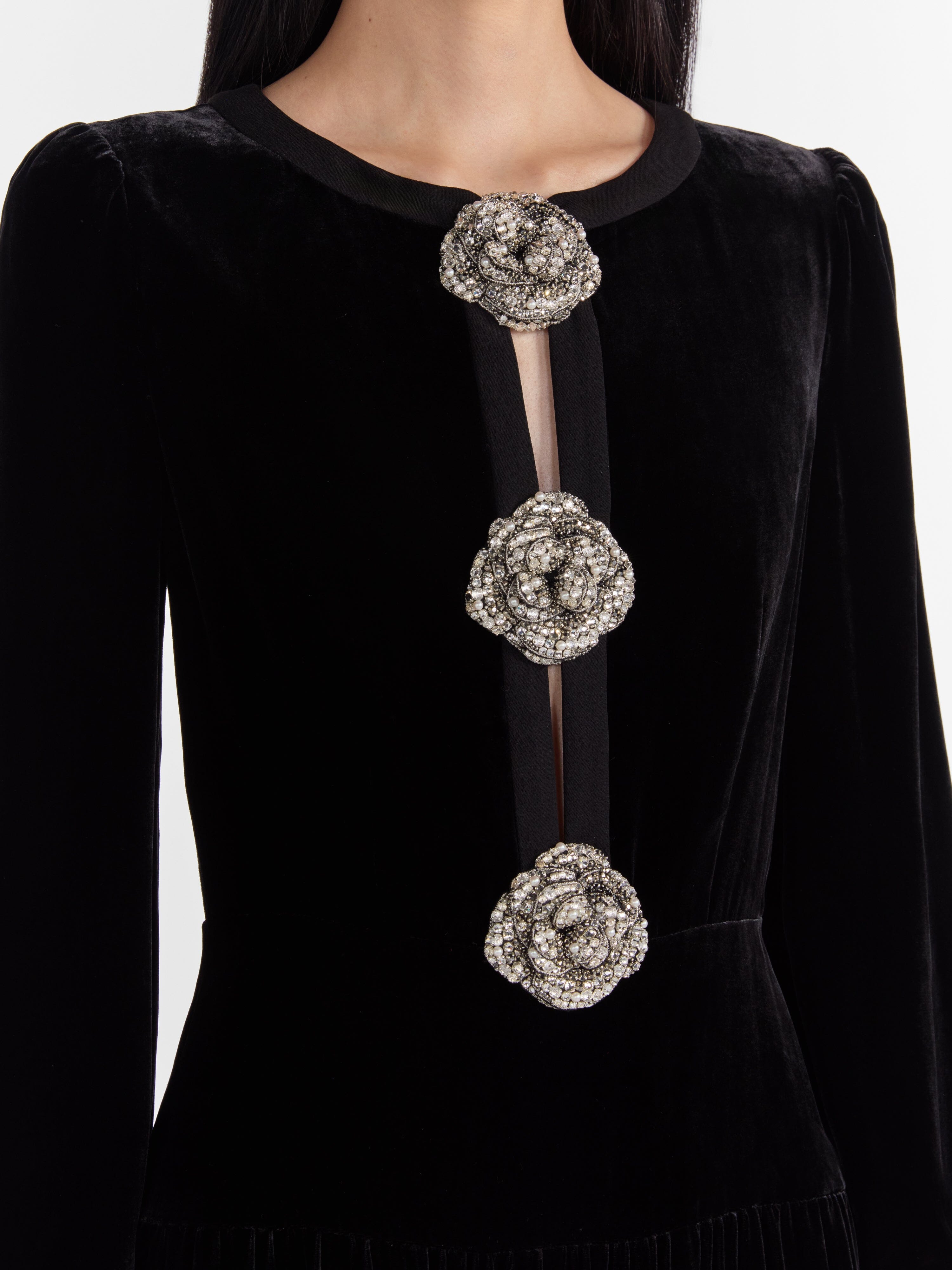Saloni | Camille Bows B Dress in Black Crystal Rose Saloni | Camille Bows B Dress in Black Crystal Rose