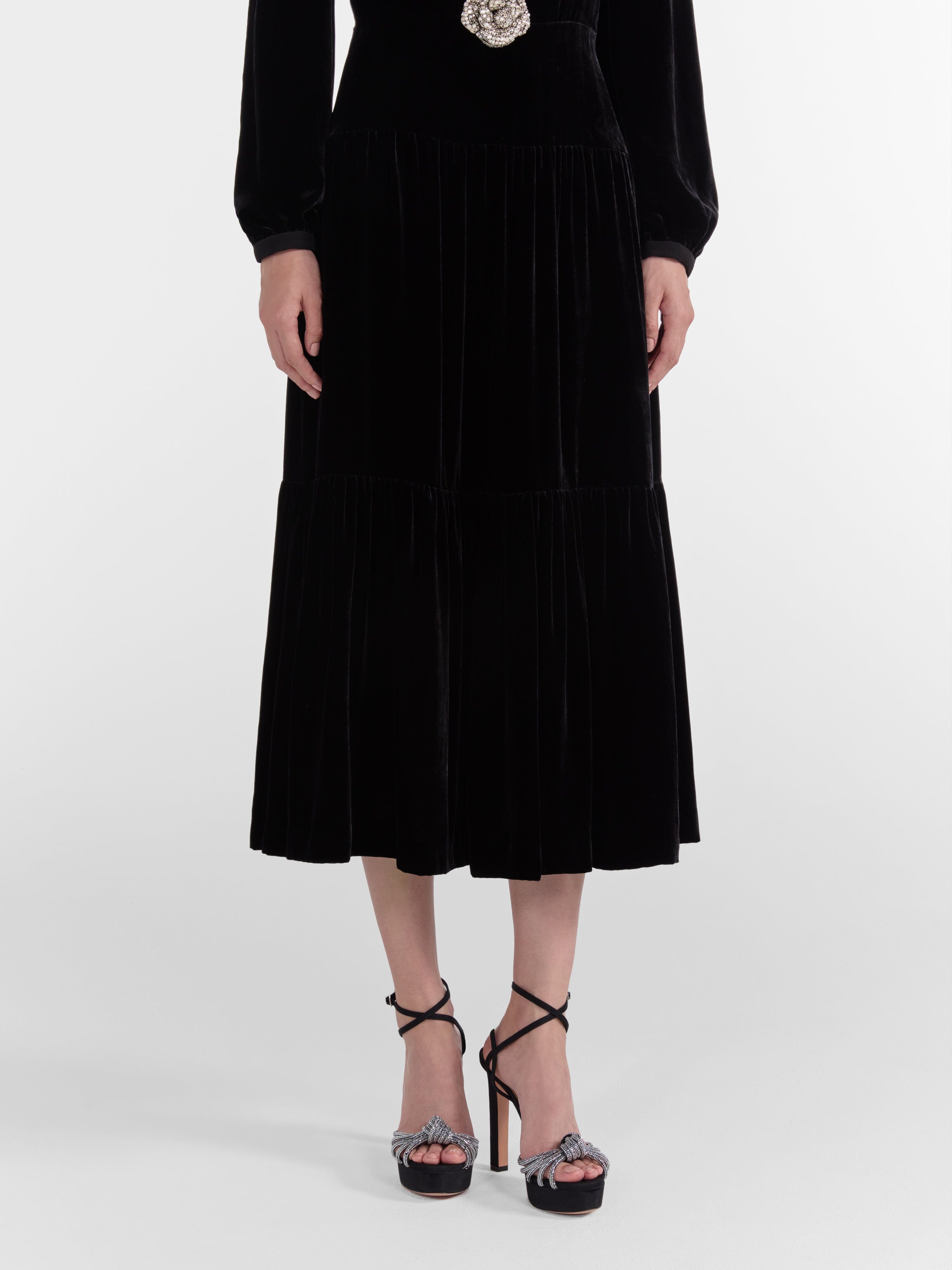 Saloni London - Camille Bows B Dress in Black Crystal Rose Saloni London - Camille Bows B Dress in Black Crystal Rose