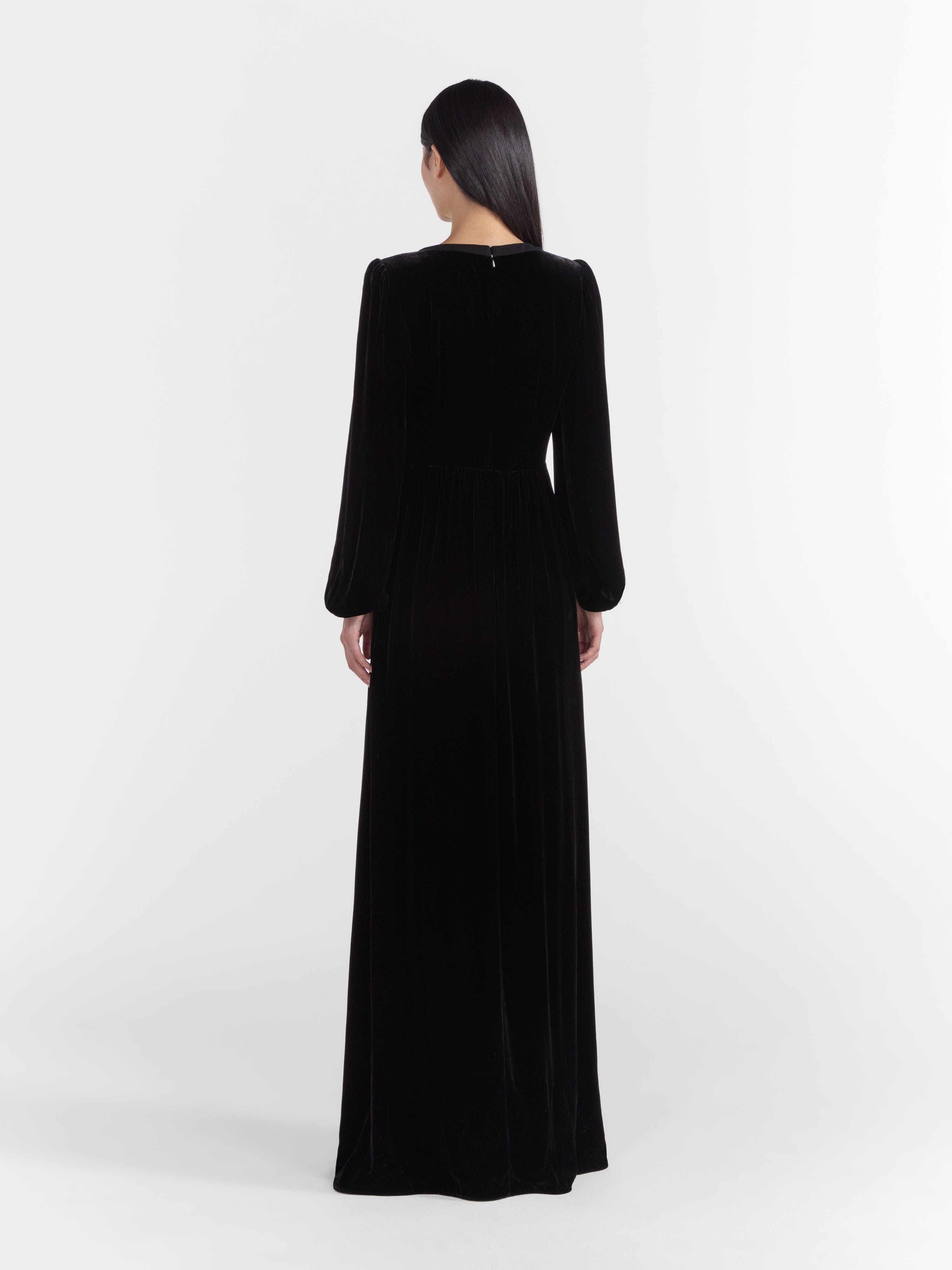 Saloni Camille Velvet Long Dress - Black Saloni Camille Velvet Long Dress - Black