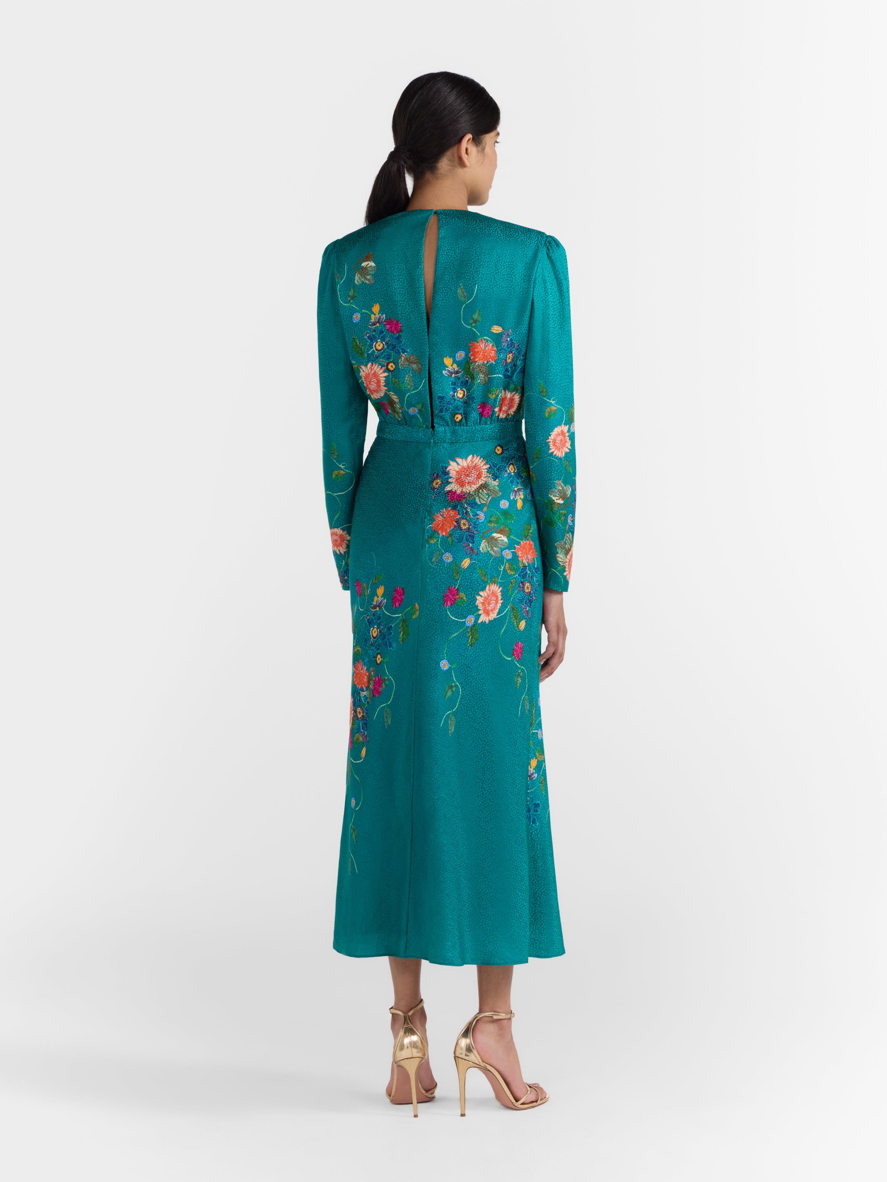 Claudia Midi Dress in Peacock Flori