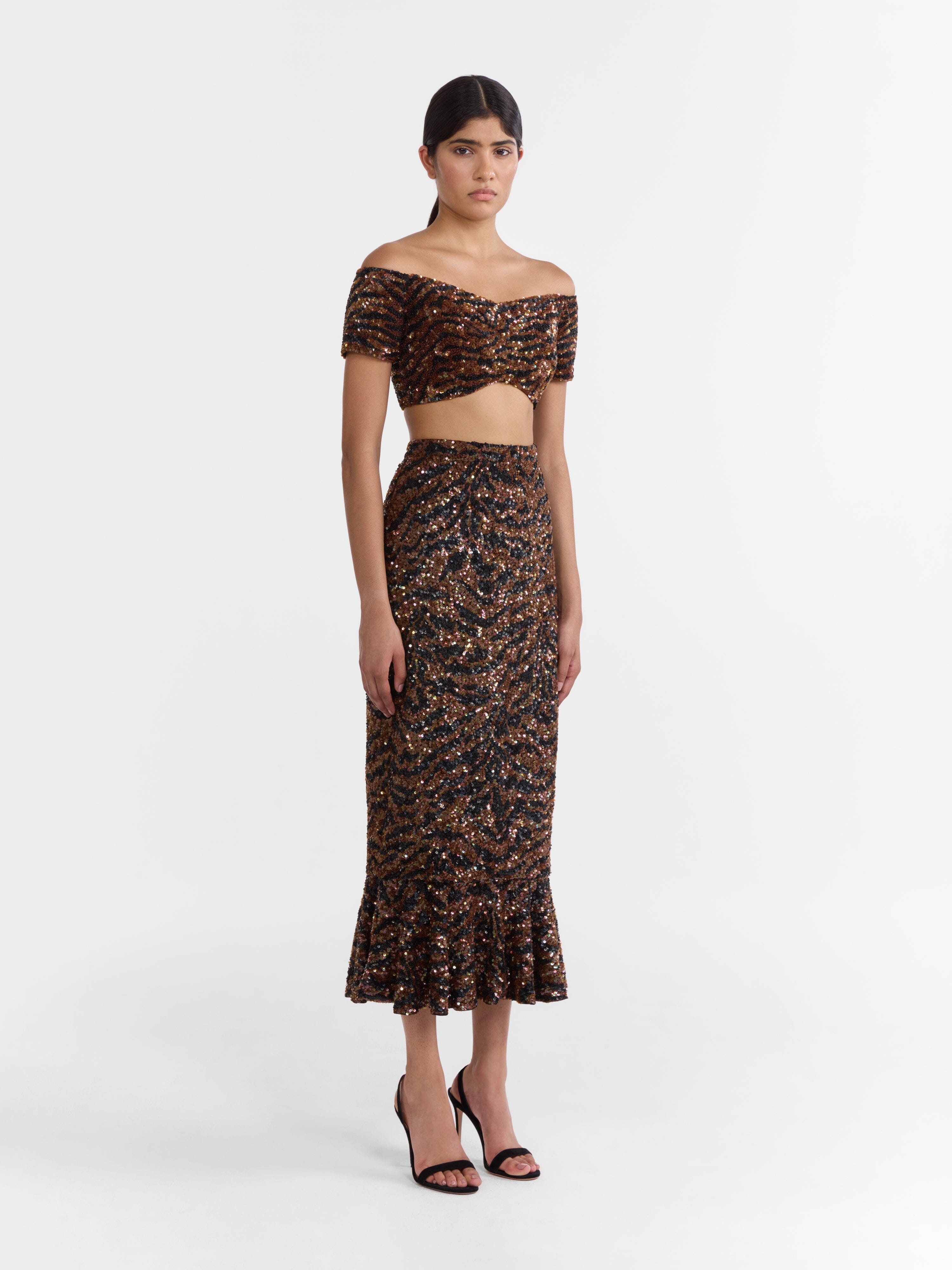 Clementine Choli in Black Tiger Embroidery