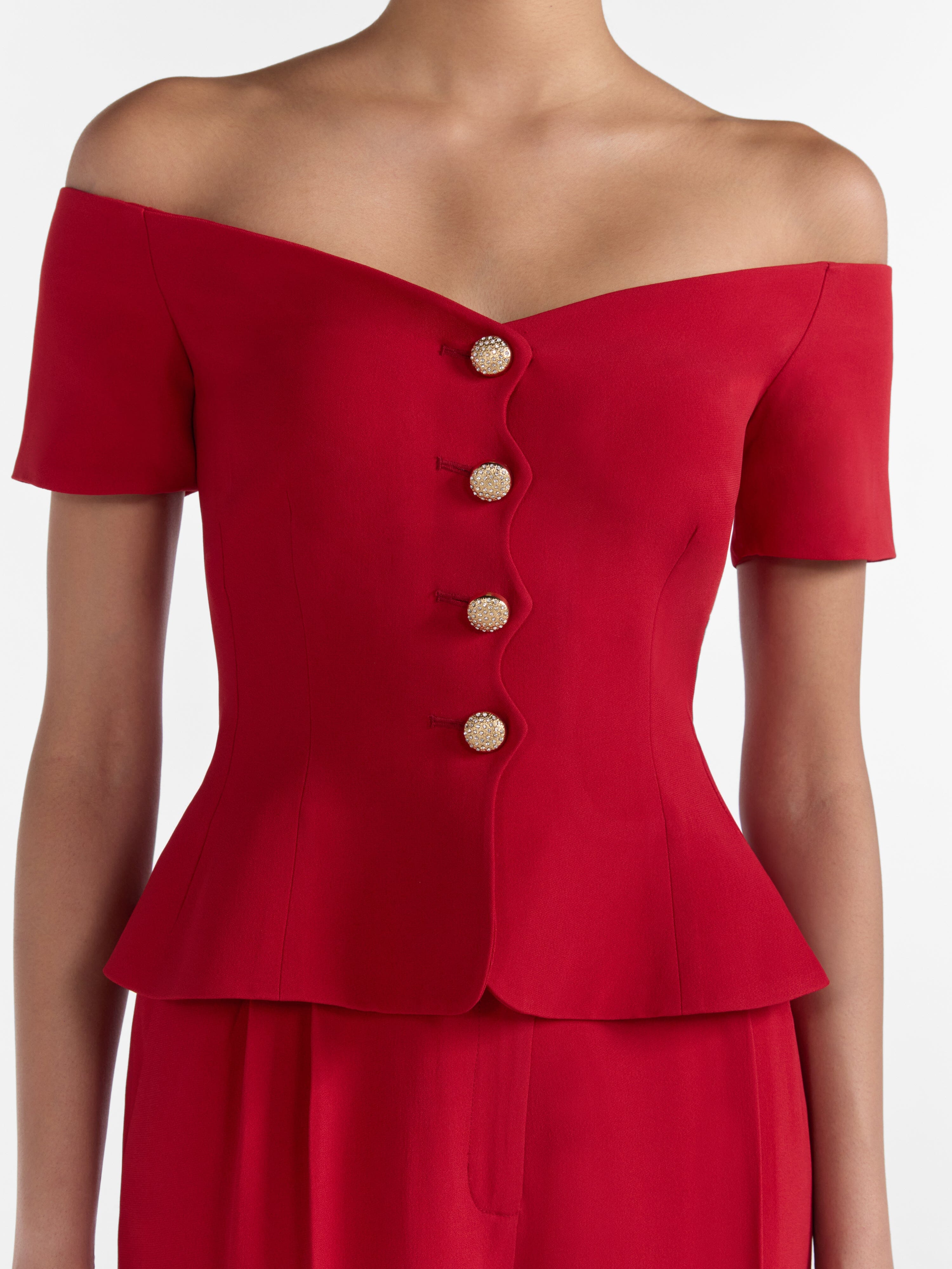 Clementine Scallop B Top in Rouge Red