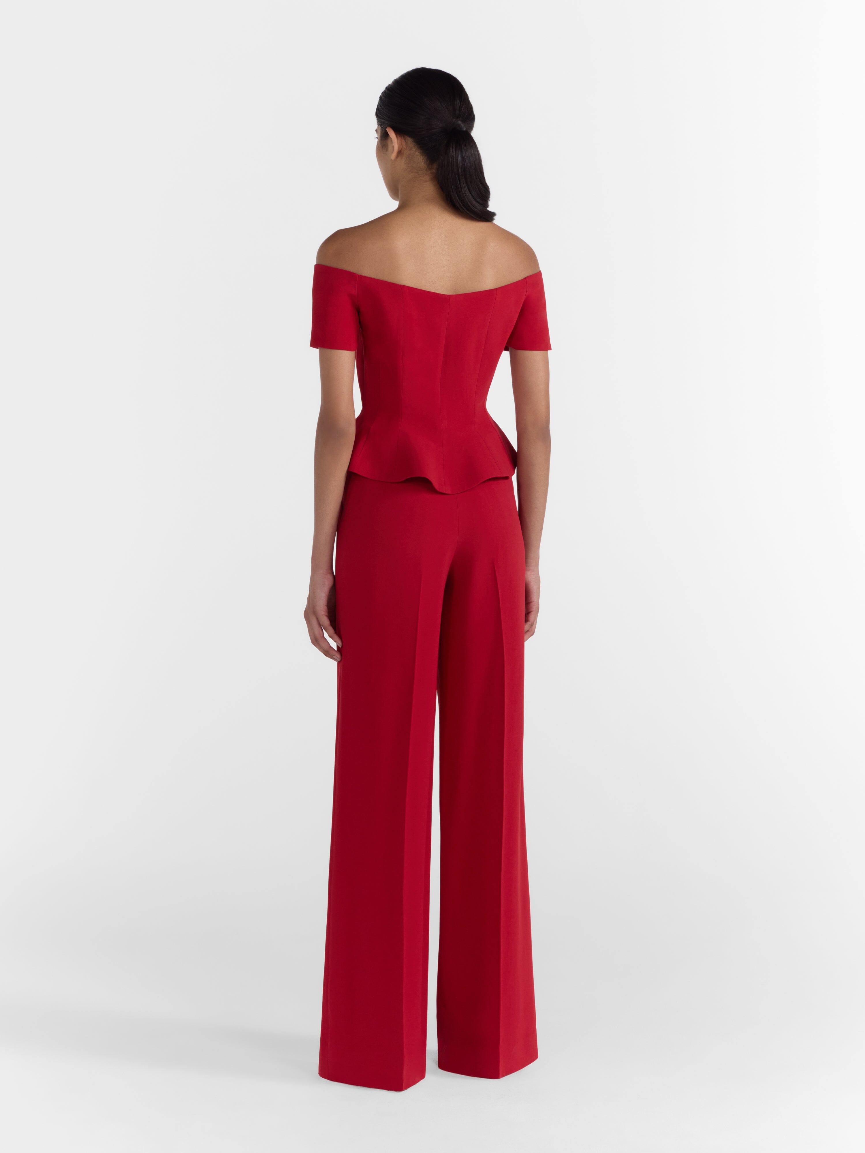 Wide Tailored Trousers in Rouge Red