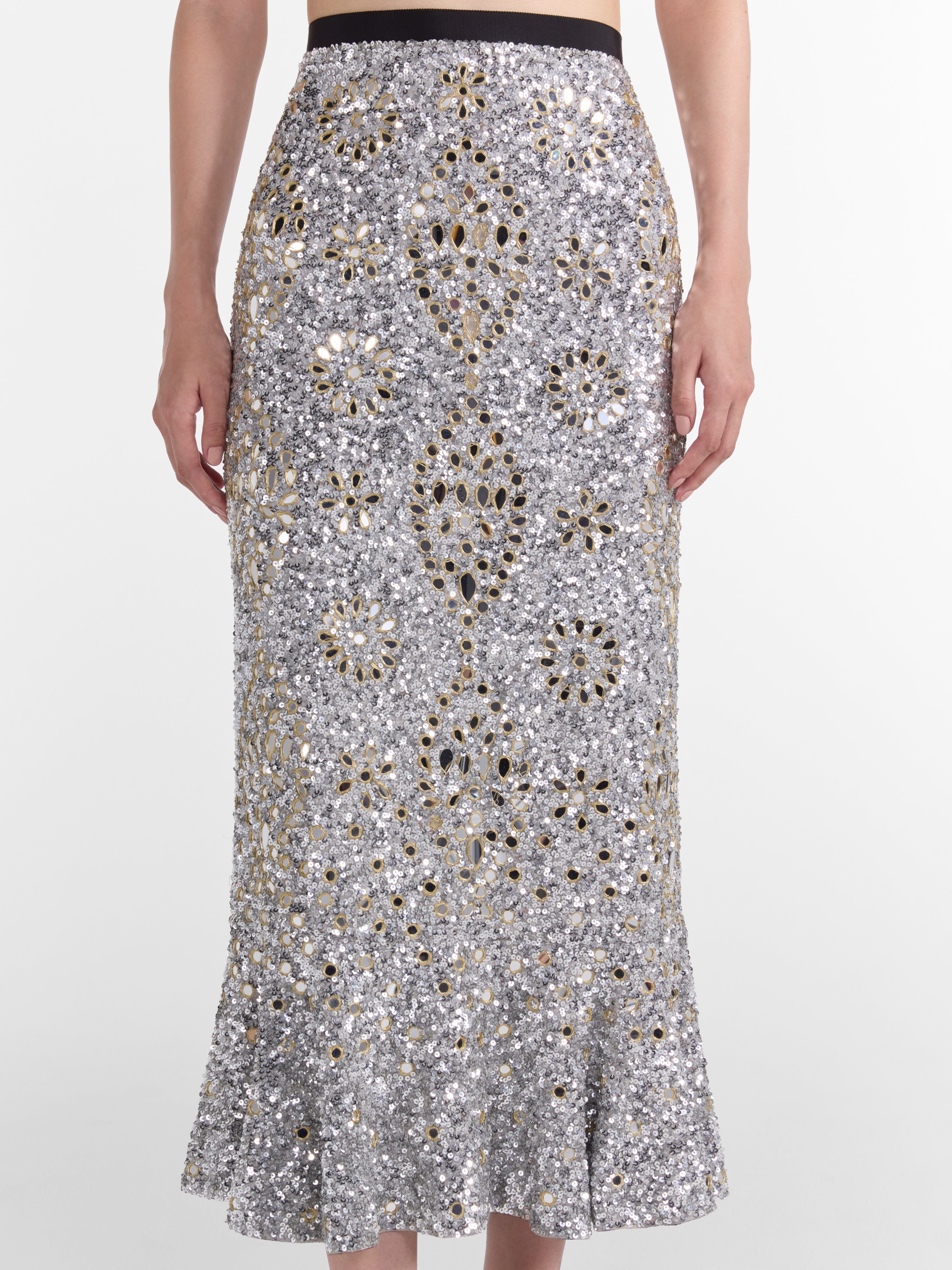 Aidan Skirt in Silver Sequin