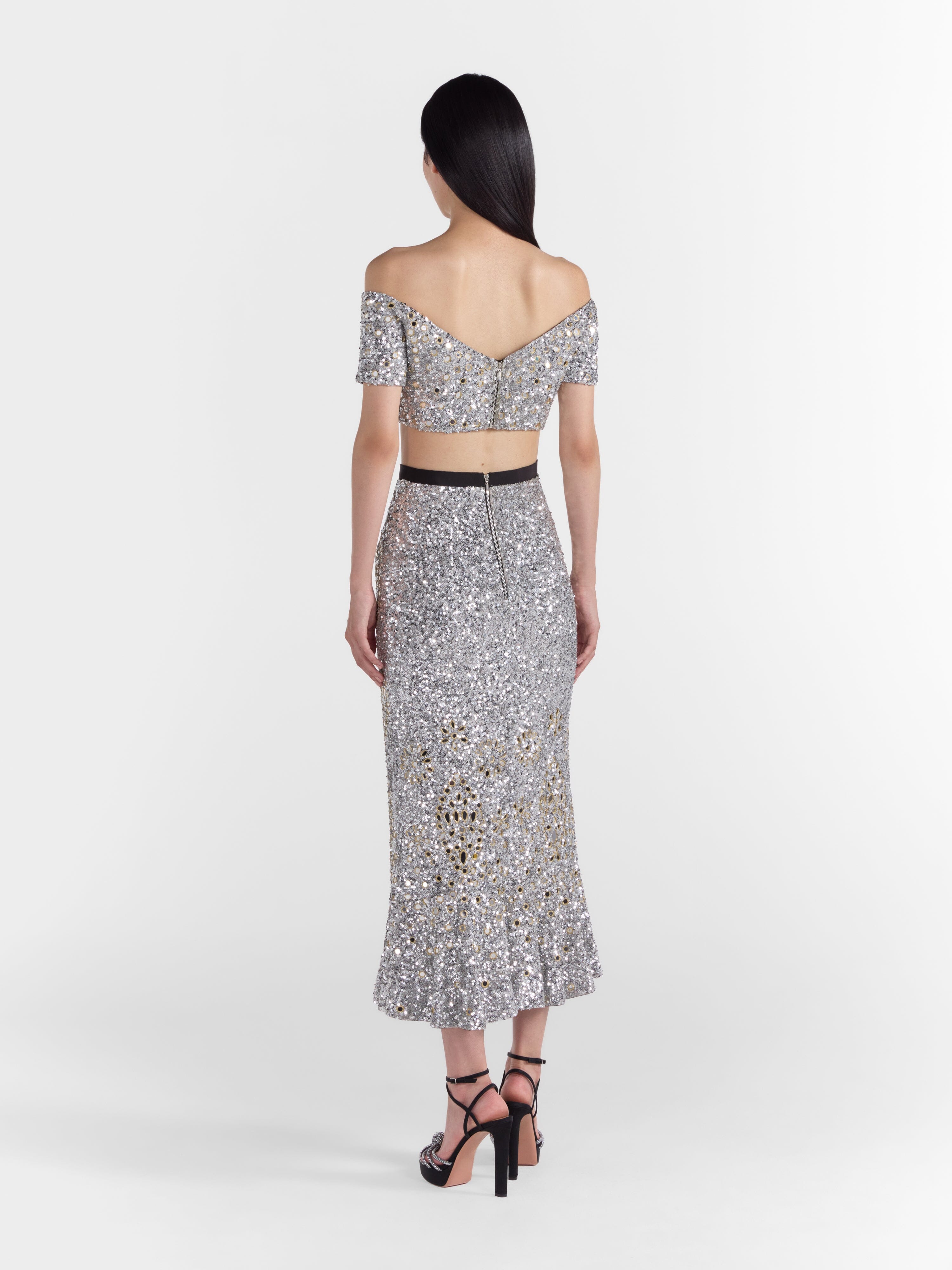 Aidan Skirt in Silver Sequin