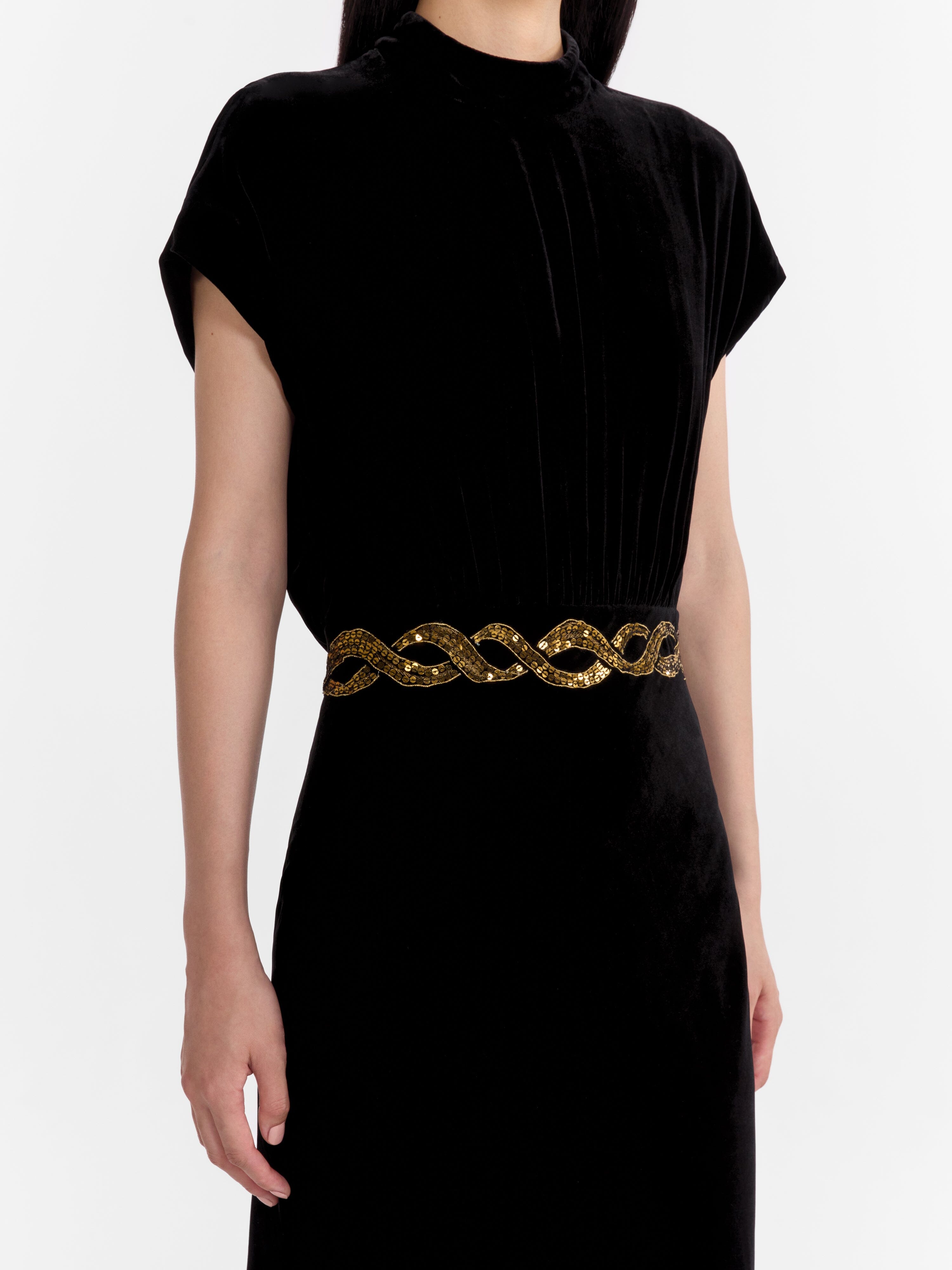 Fabienne B Dress in Black Sash Embroidery Fabienne B Dress in Black Sash Embroidery