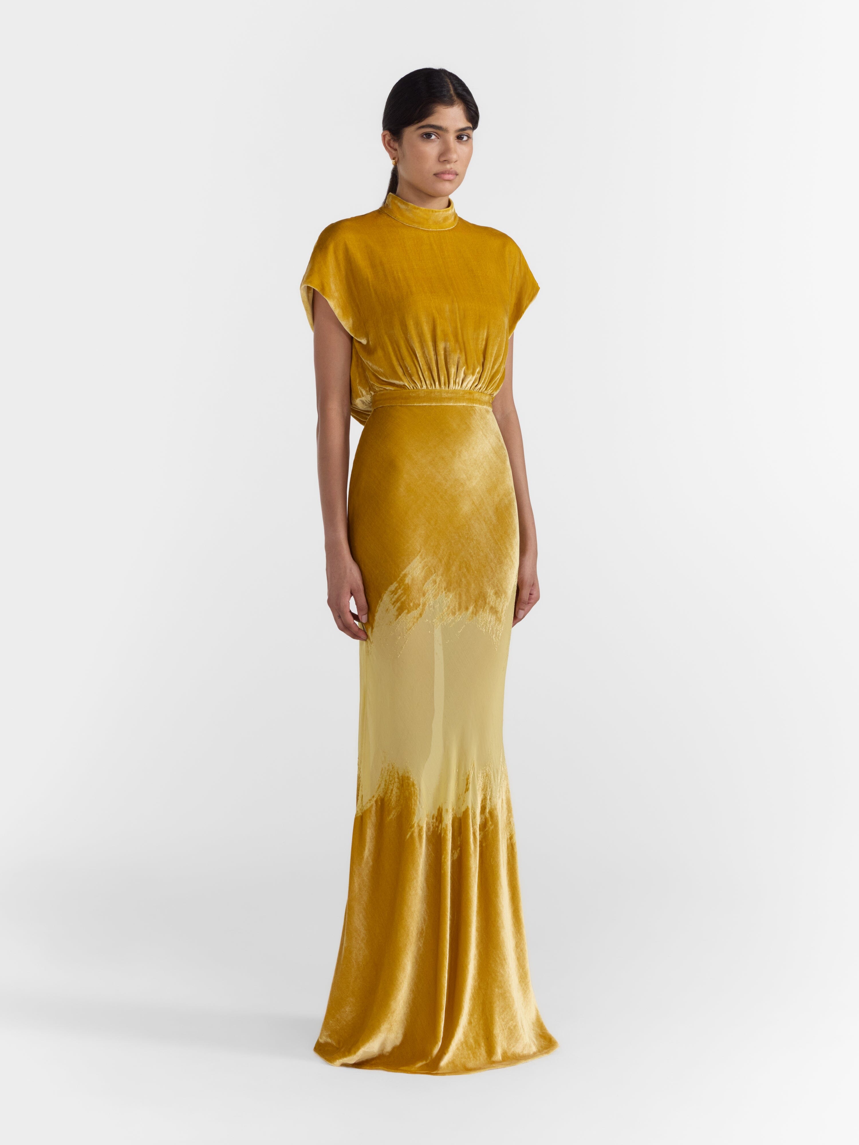 Fabienne Long Dress in Light Gold SALONI Fabienne Long Dress in Light Gold SALONI