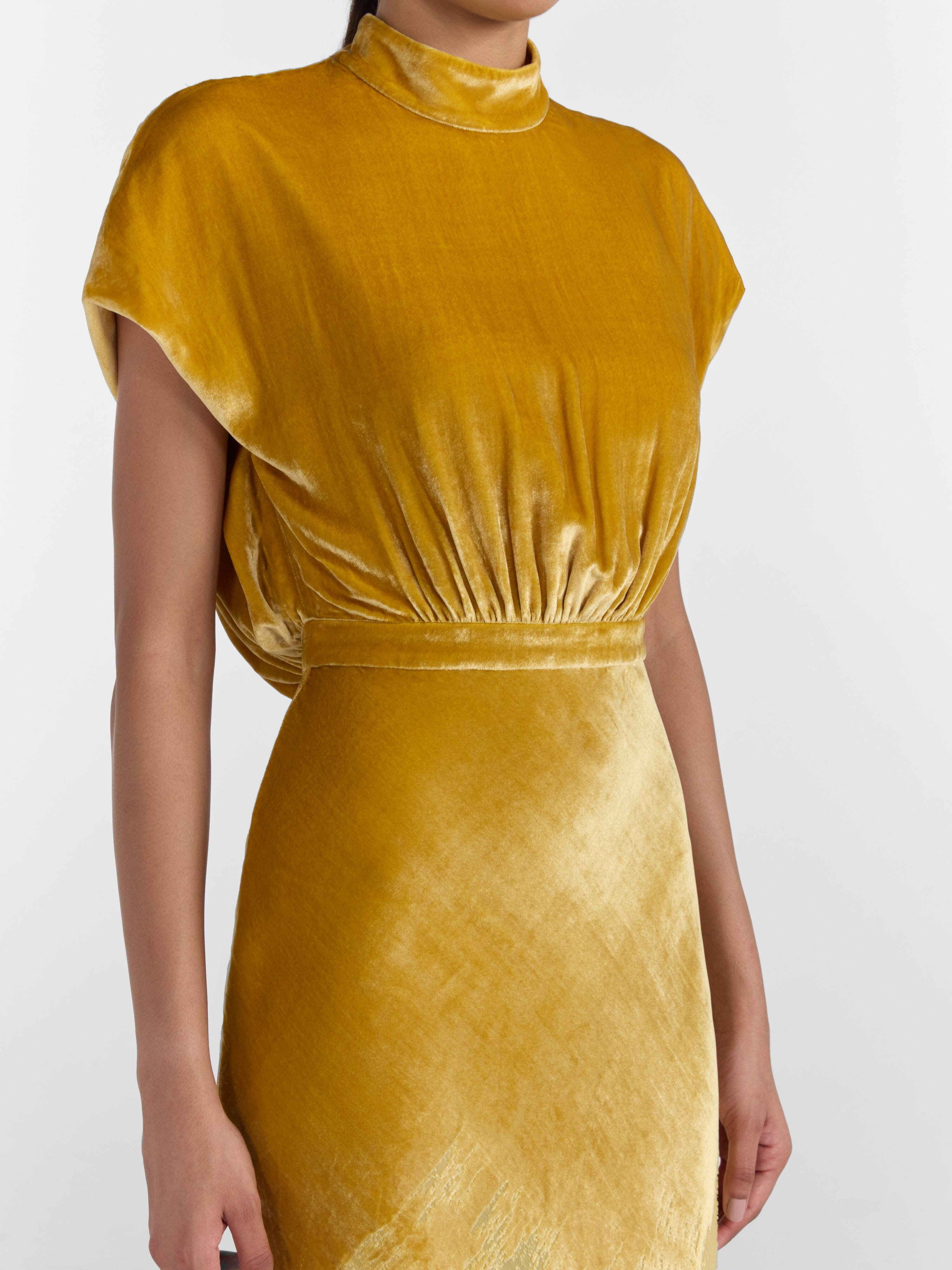 Saloni London - Fabienne Long Dress in Light Gold Saloni London - Fabienne Long Dress in Light Gold
