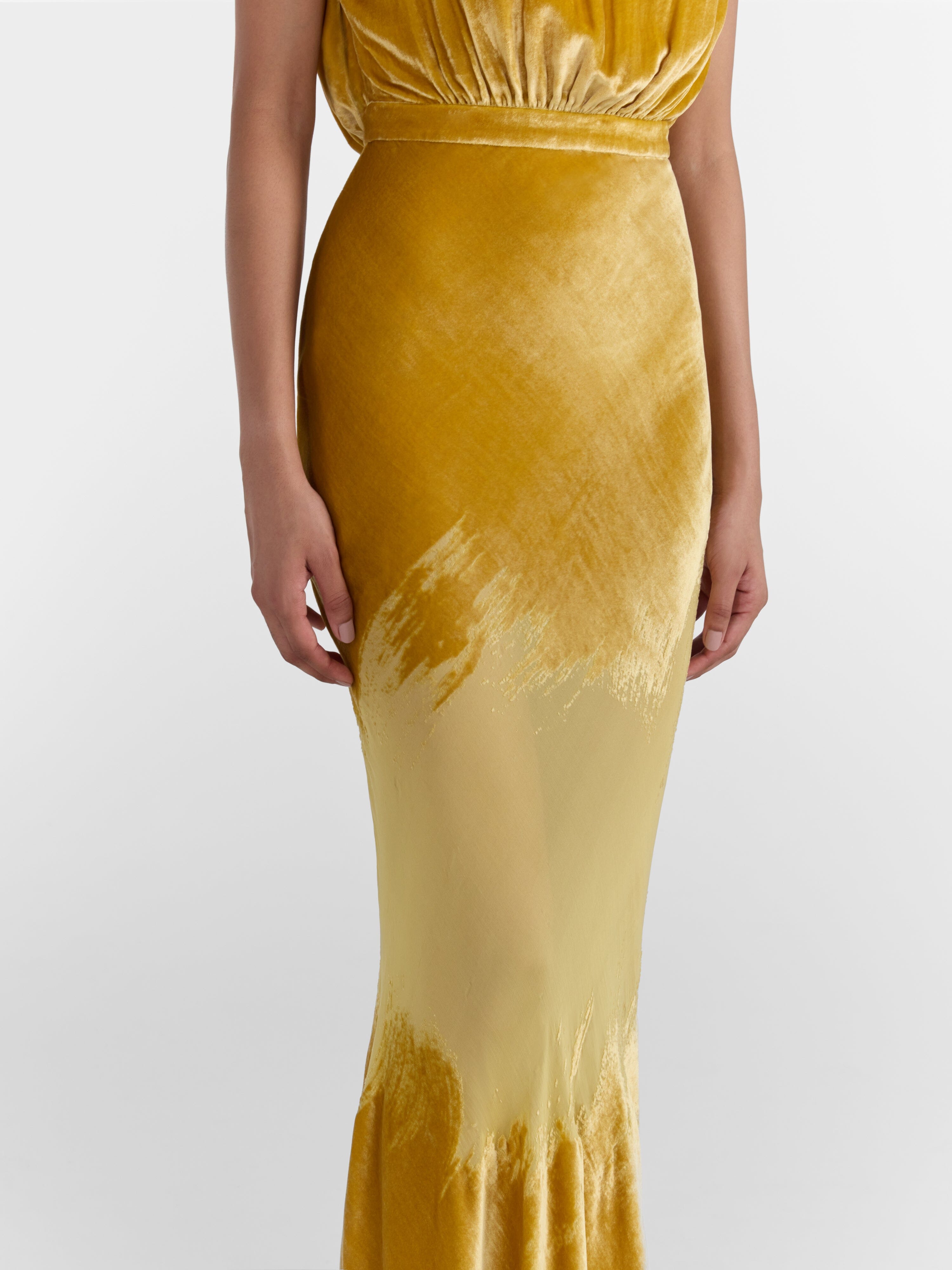 Saloni London - Fabienne Long Dress in Light Gold Saloni London - Fabienne Long Dress in Light Gold
