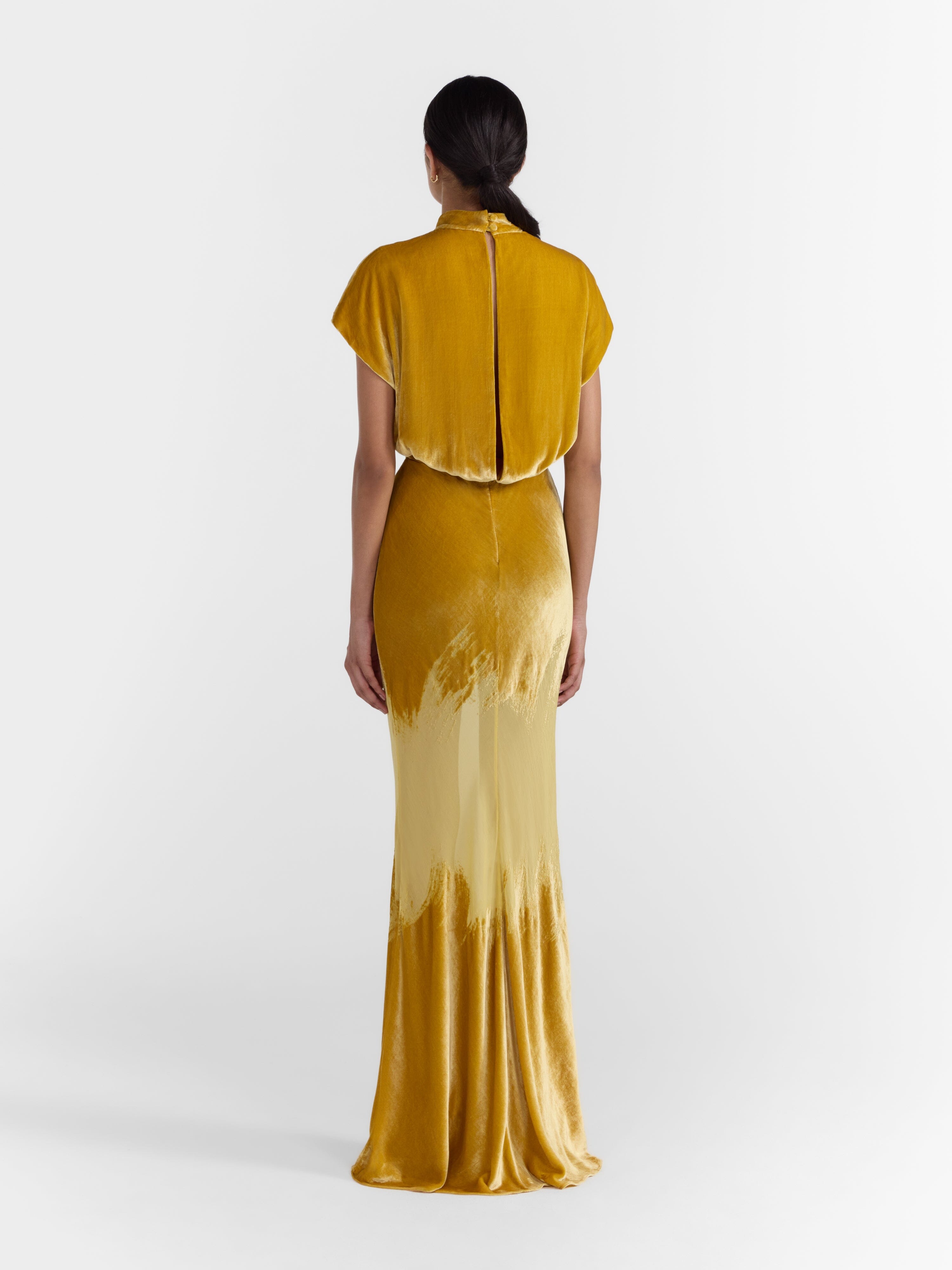 Saloni London - Fabienne Long Dress in Light Gold Saloni London - Fabienne Long Dress in Light Gold