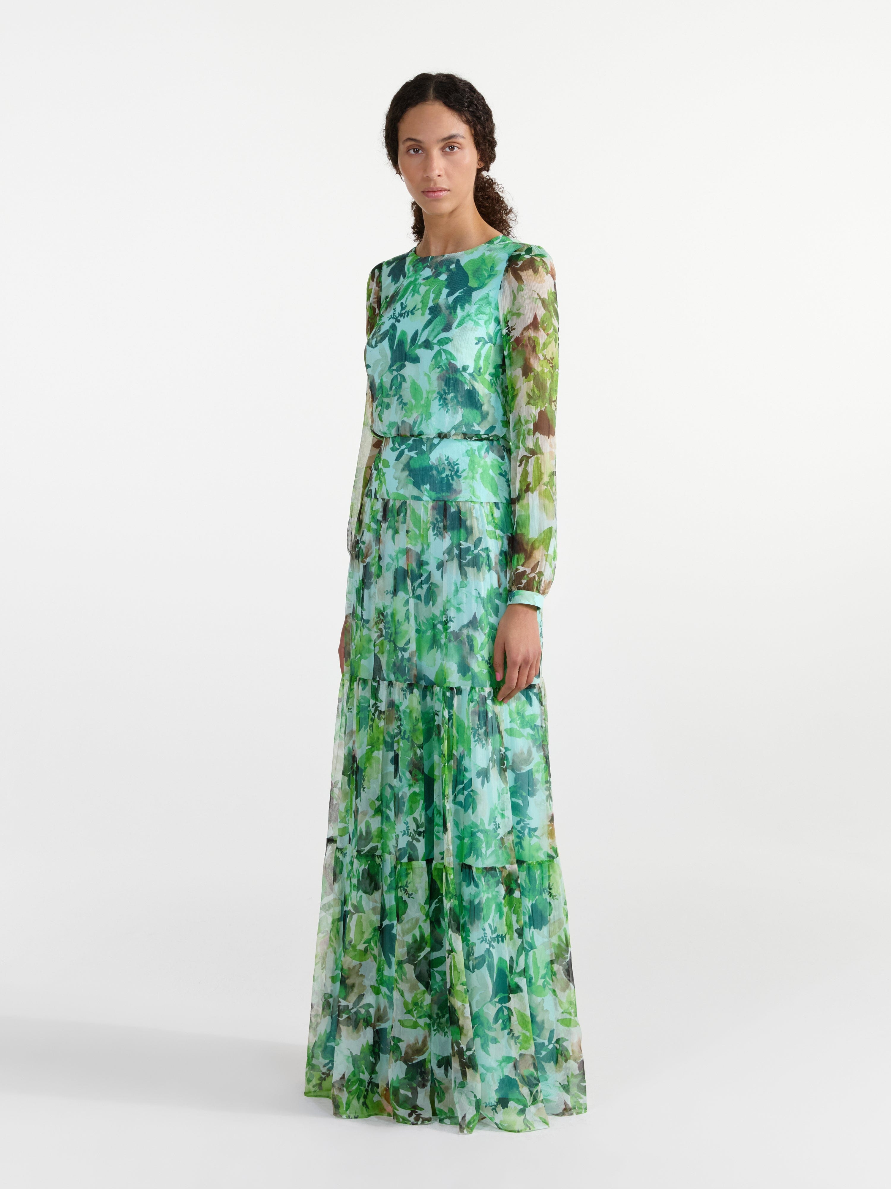 watercolour maxi dress Isabel Long Dress Watercolour Garden – SALONI
