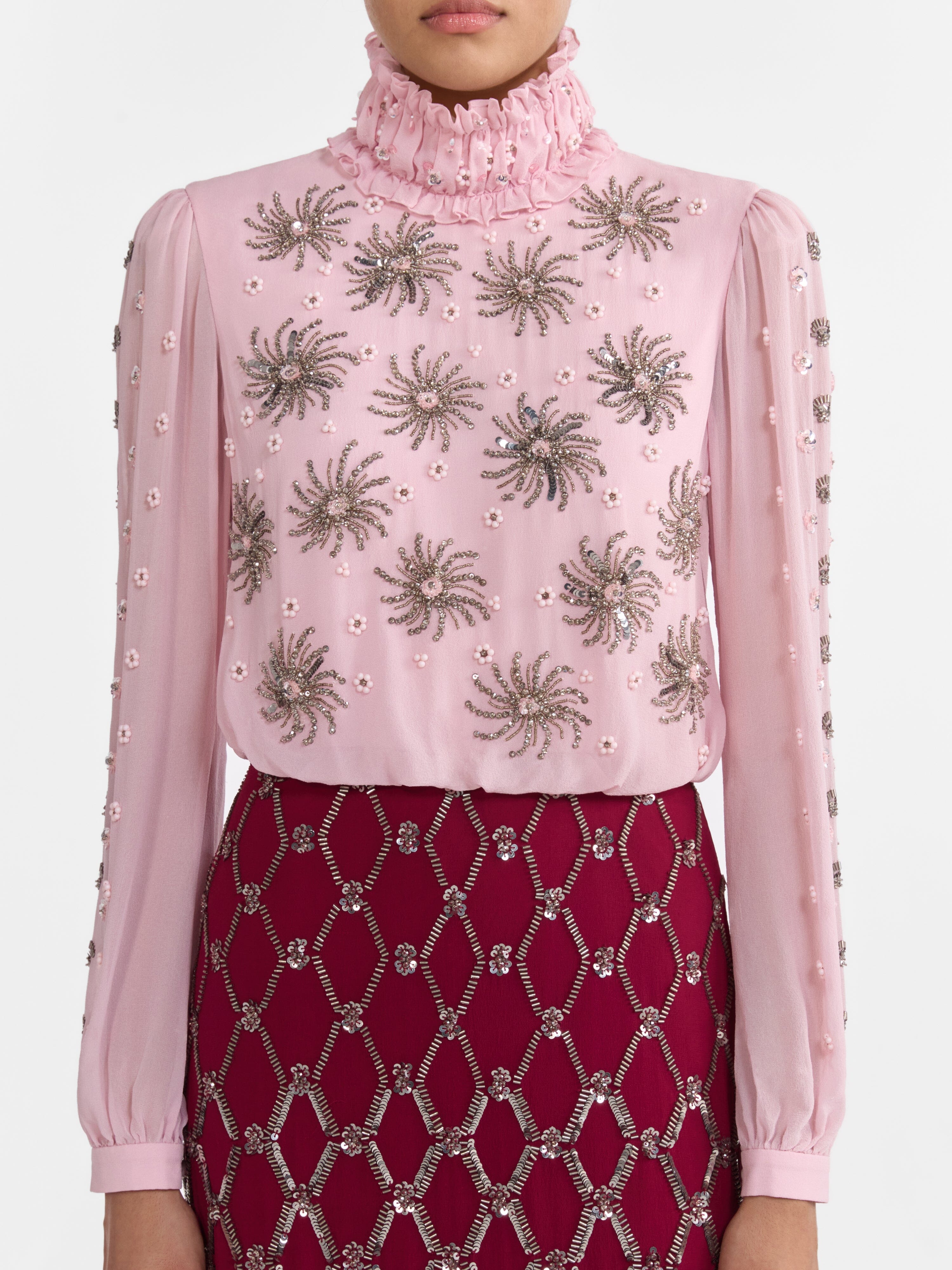 Saloni London - ISA Silk C Dress in Pale Peony Pinot Saloni London - ISA Silk C Dress in Pale Peony Pinot