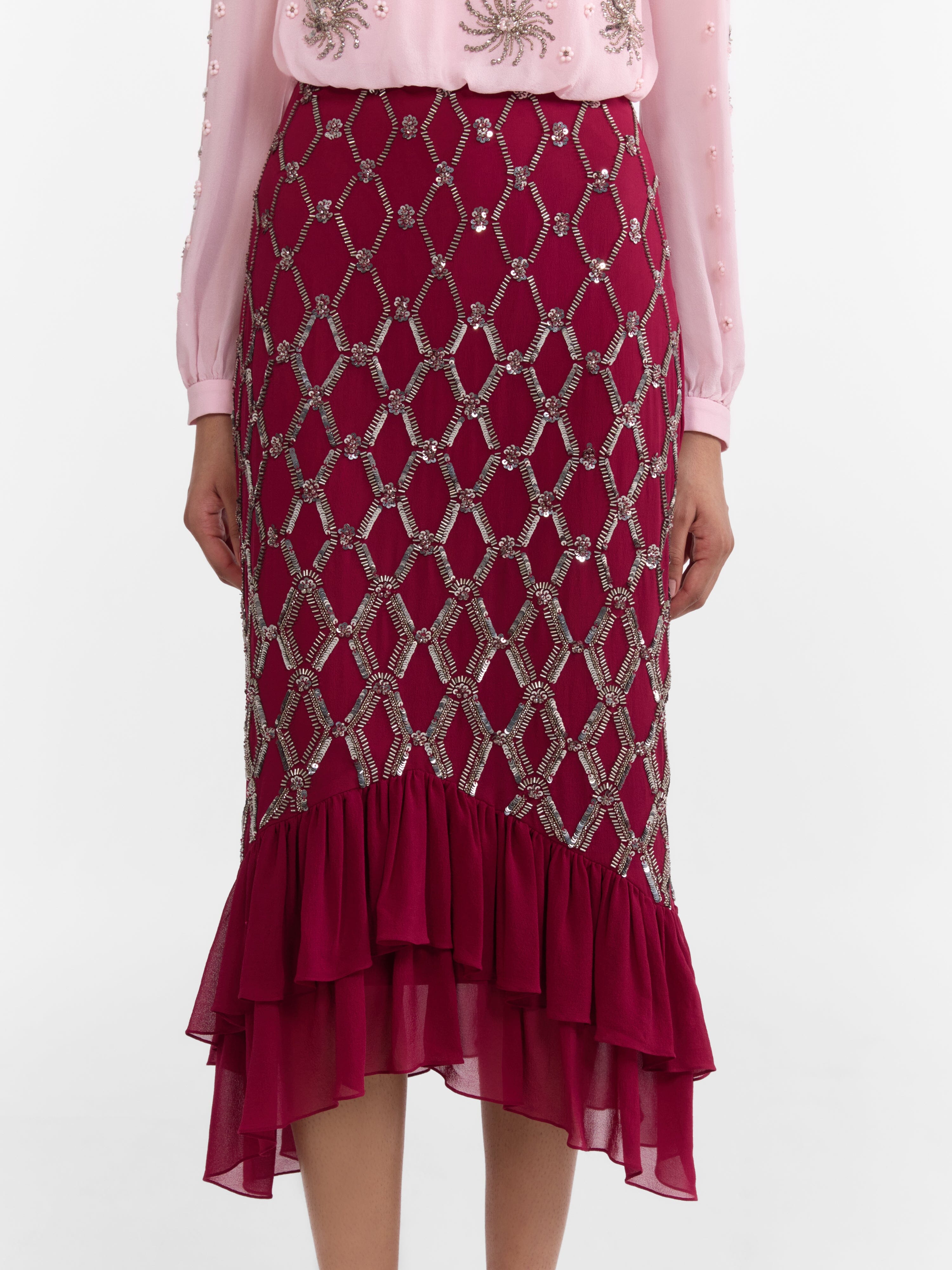 Isa Silk C Dress in Pale Peony Pinot