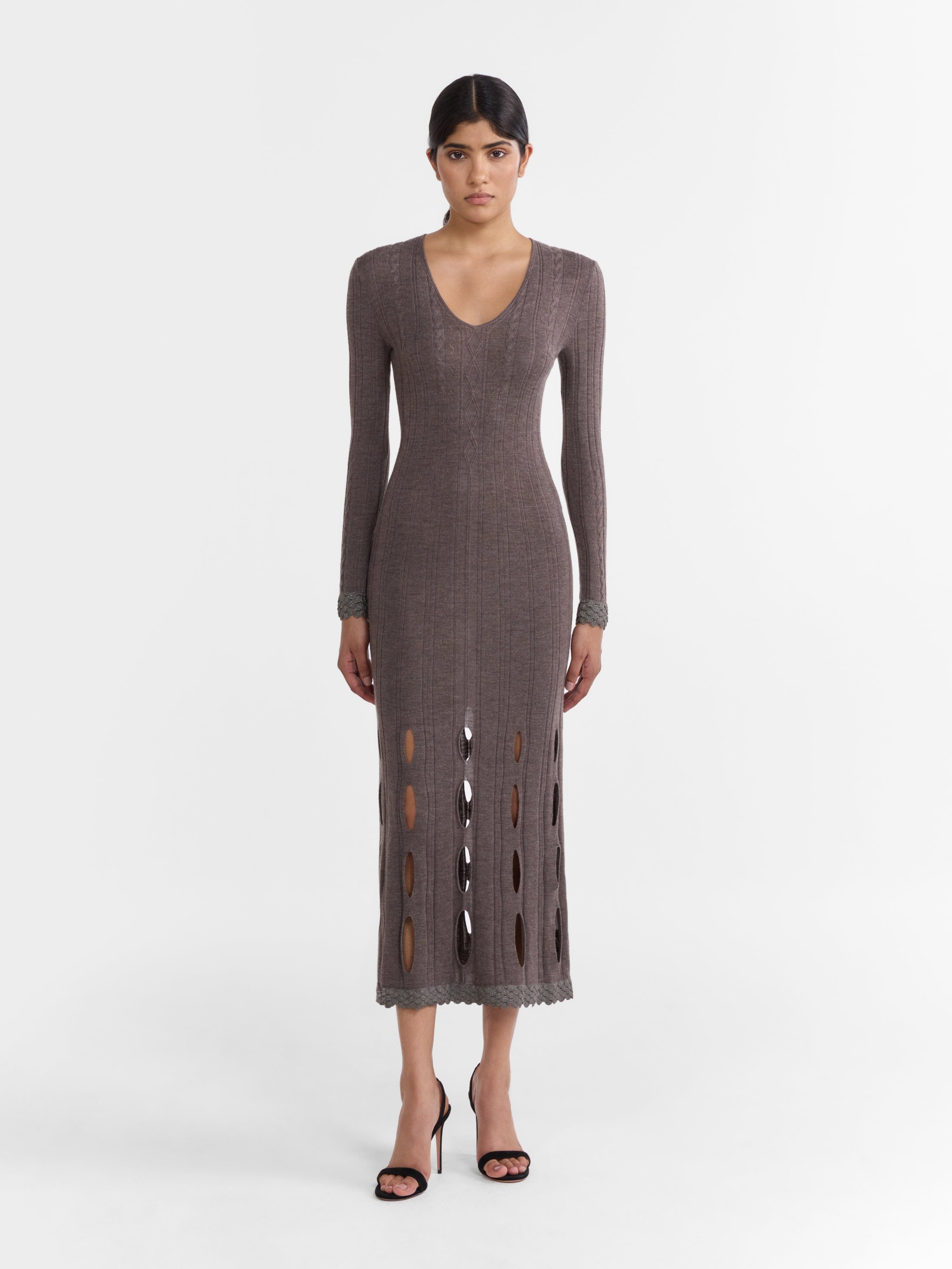 Venyx Pointelle Dress in Charcoal Metallic