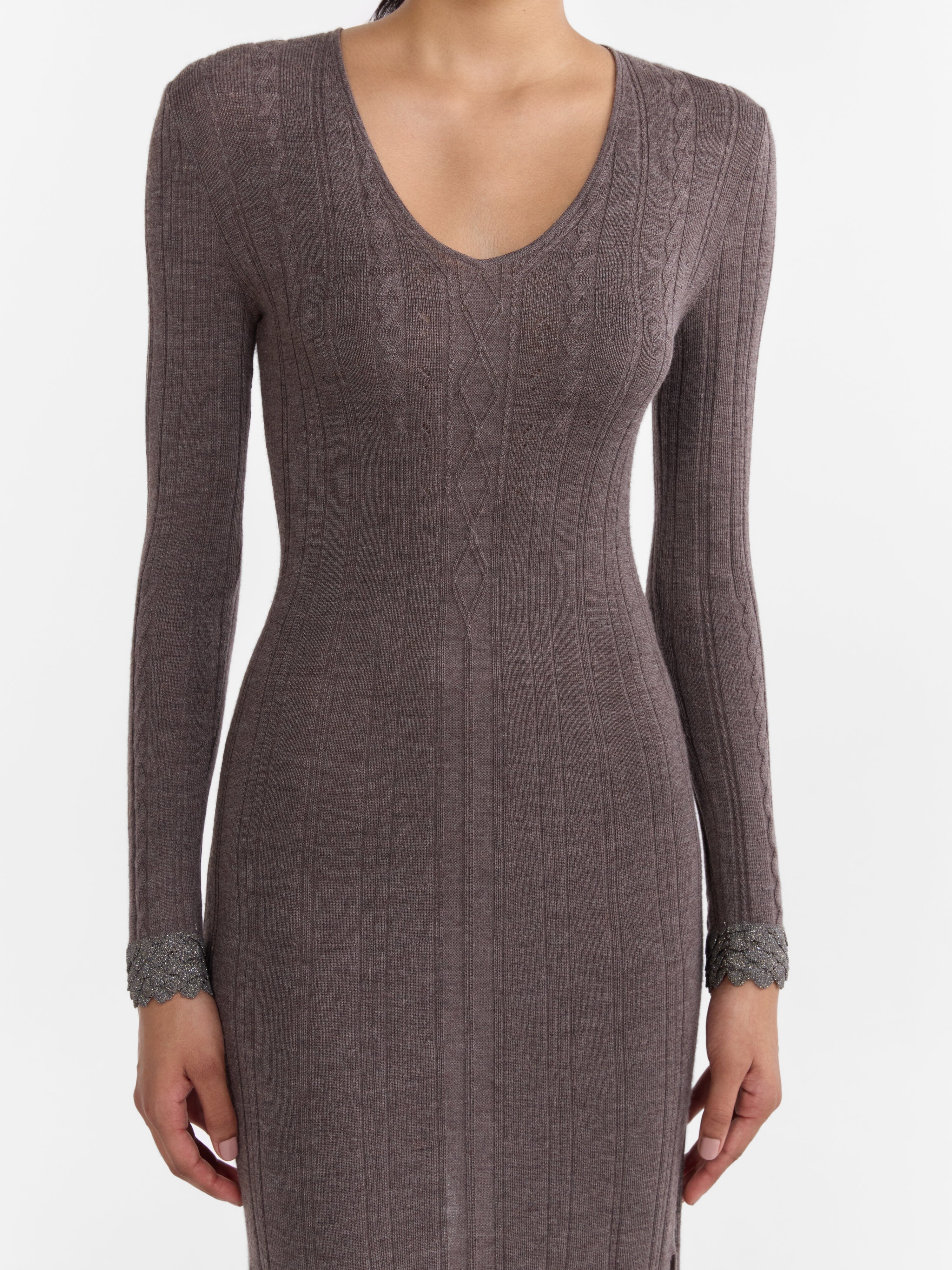 Venyx Pointelle Dress in Charcoal Metallic