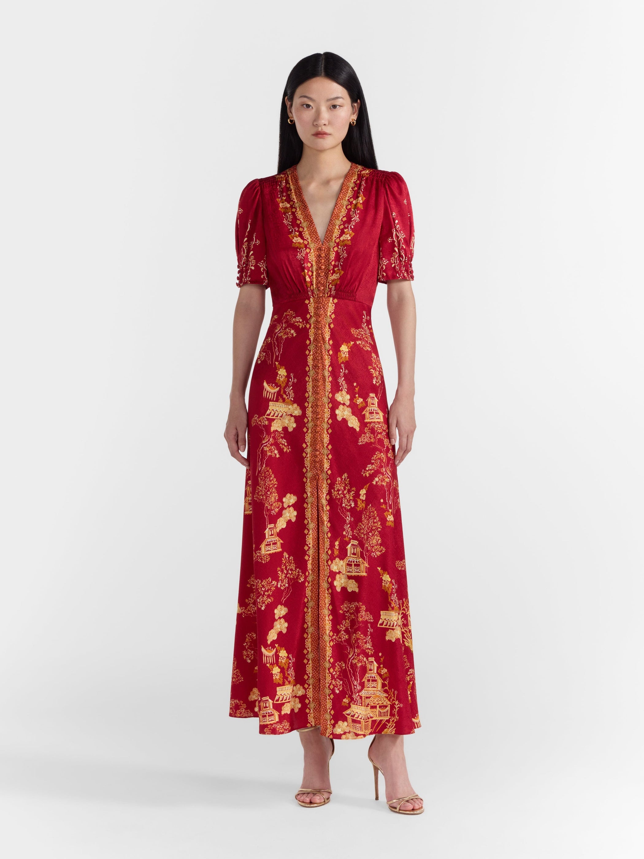 Lea Long Dress in Scarlet Pagoda