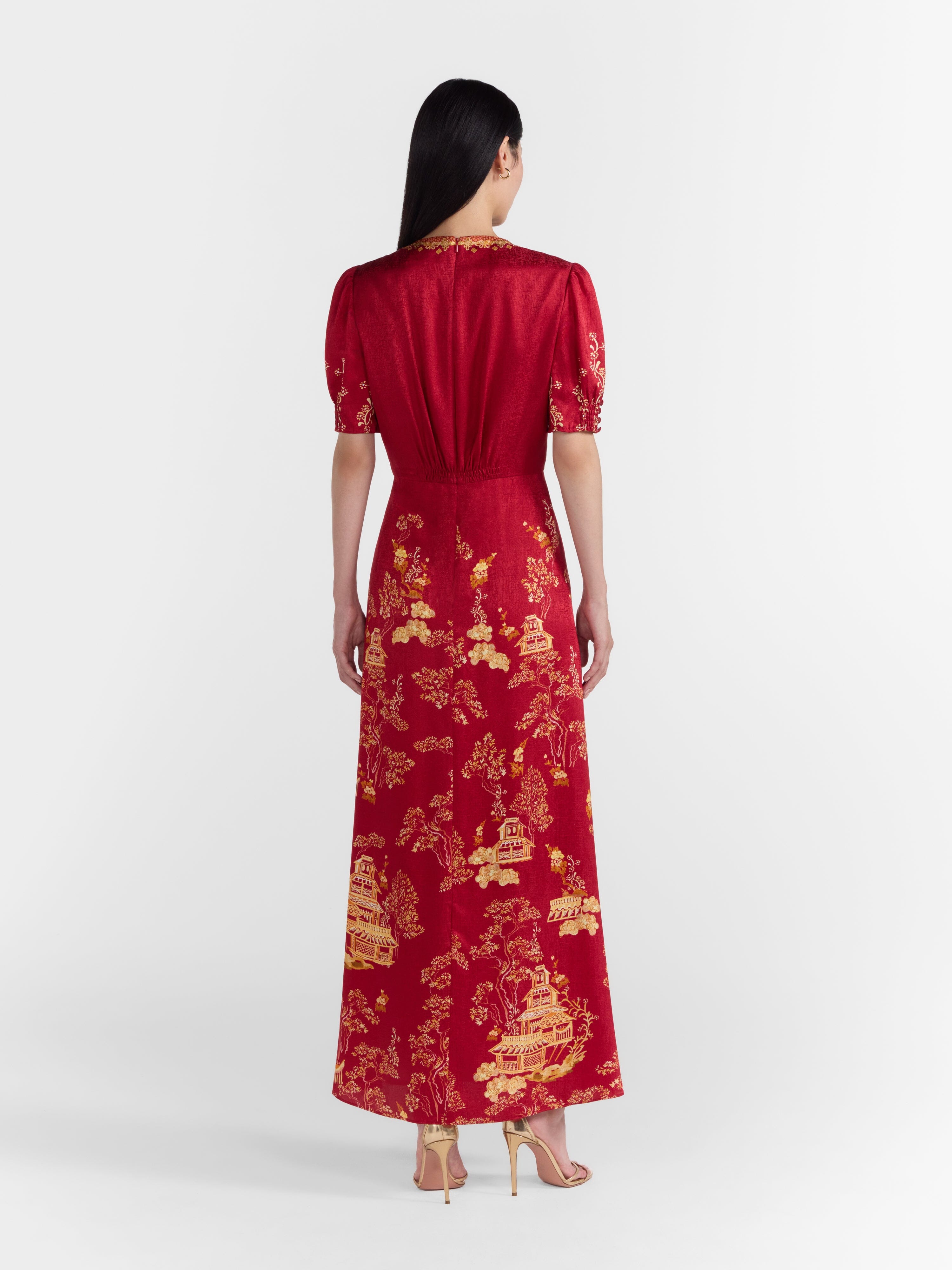 Lea Long Dress in Scarlet Pagoda