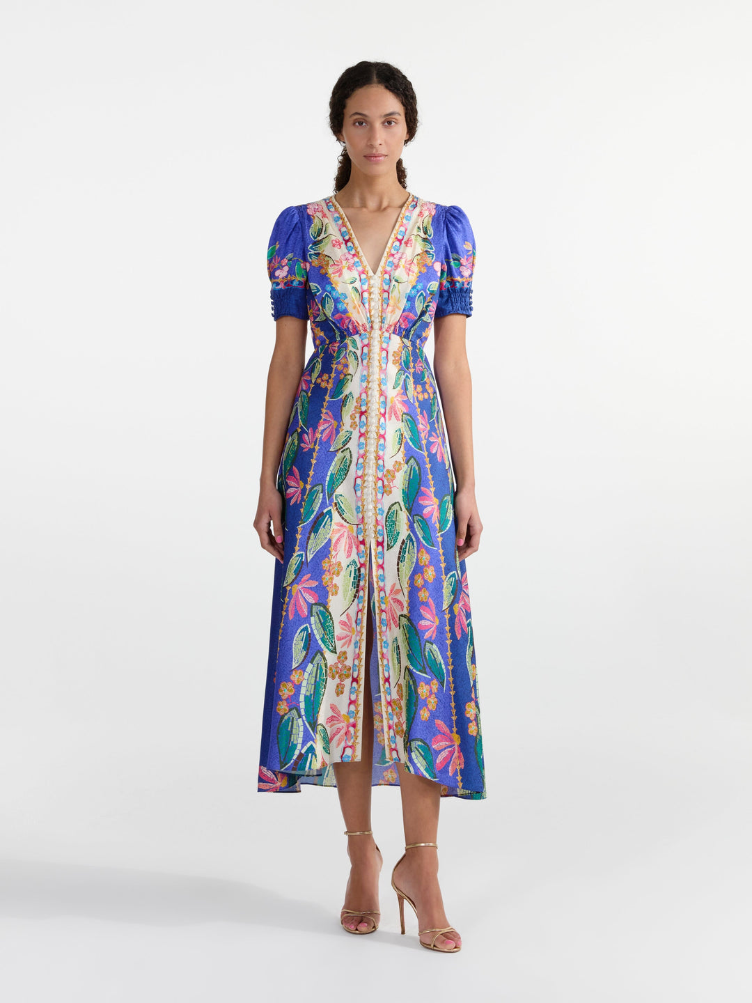 Saloni Lea Long Dress in Traceri Mosaic
