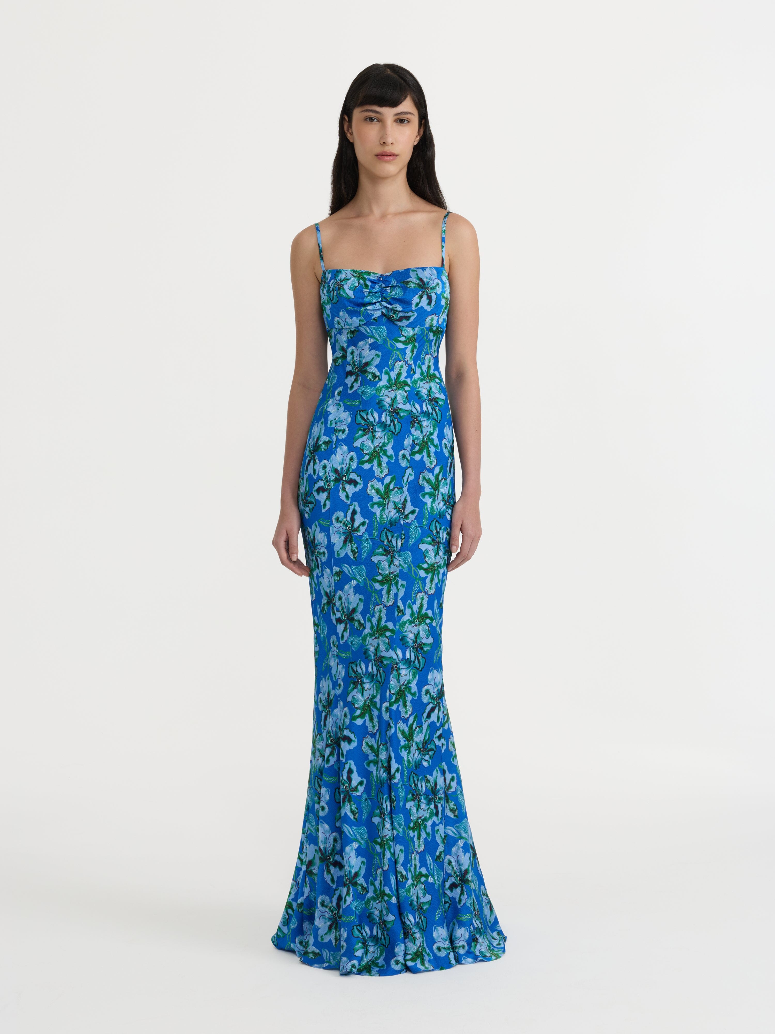 Renee Long Dress in Waterlily Azure